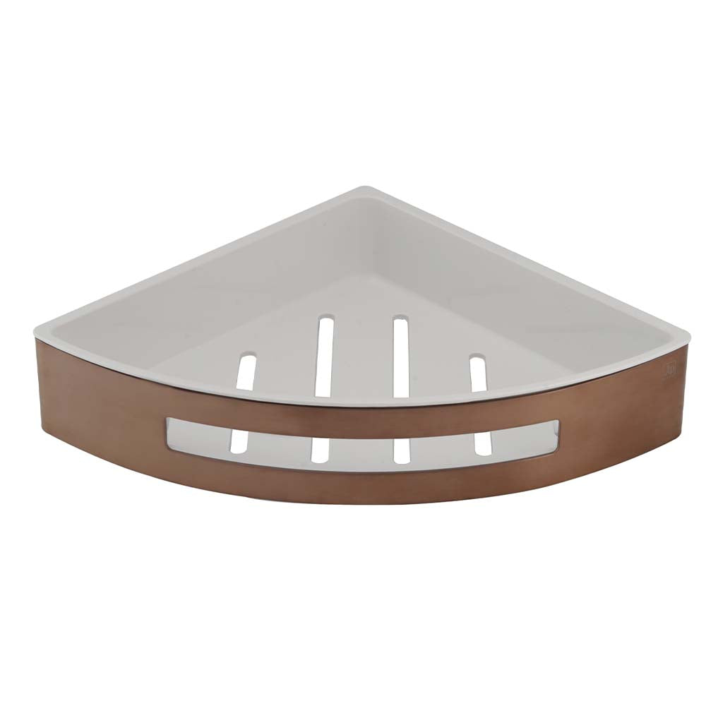 Brushed Bronze Corner Basket with Shelf
