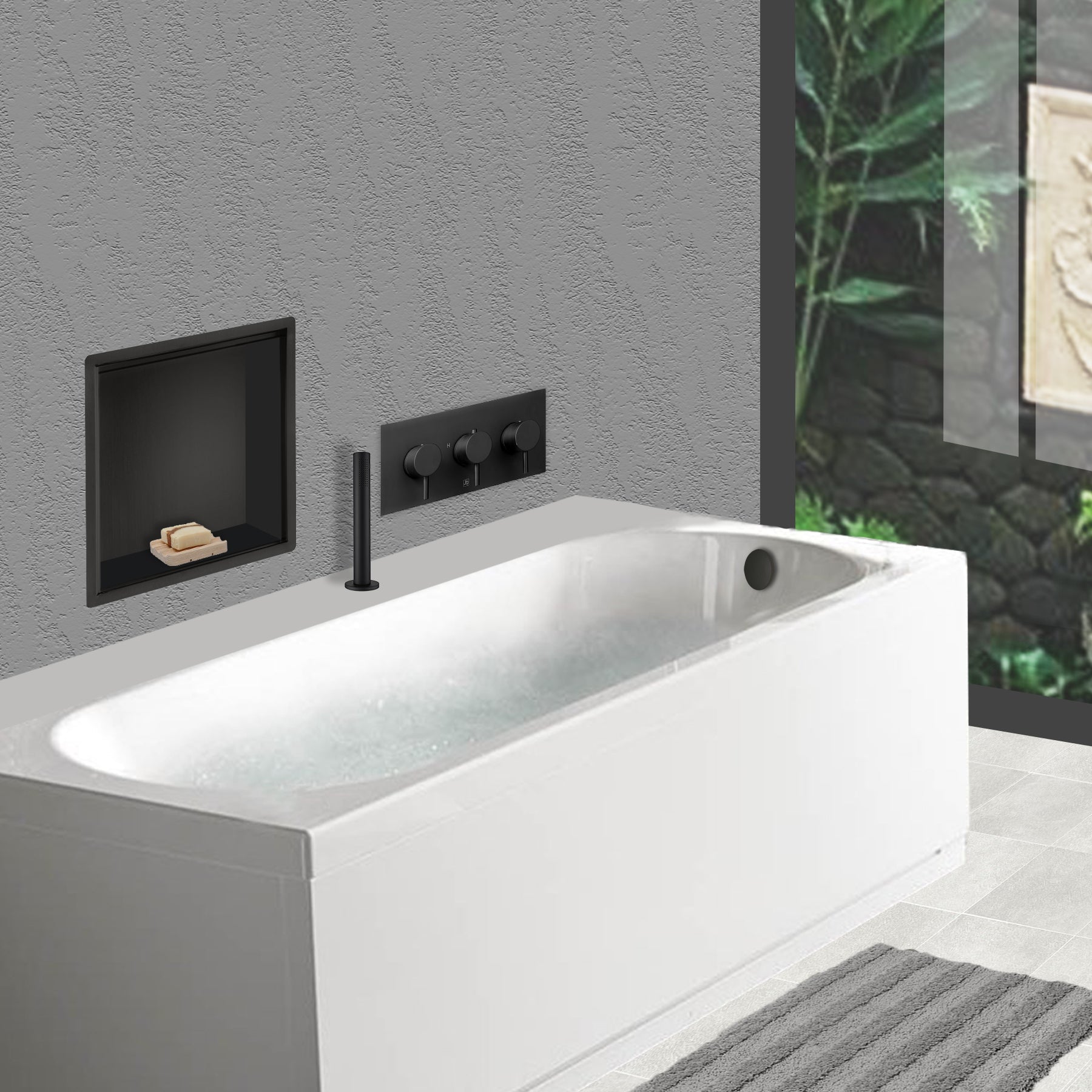 Matt black pull out shower handset
