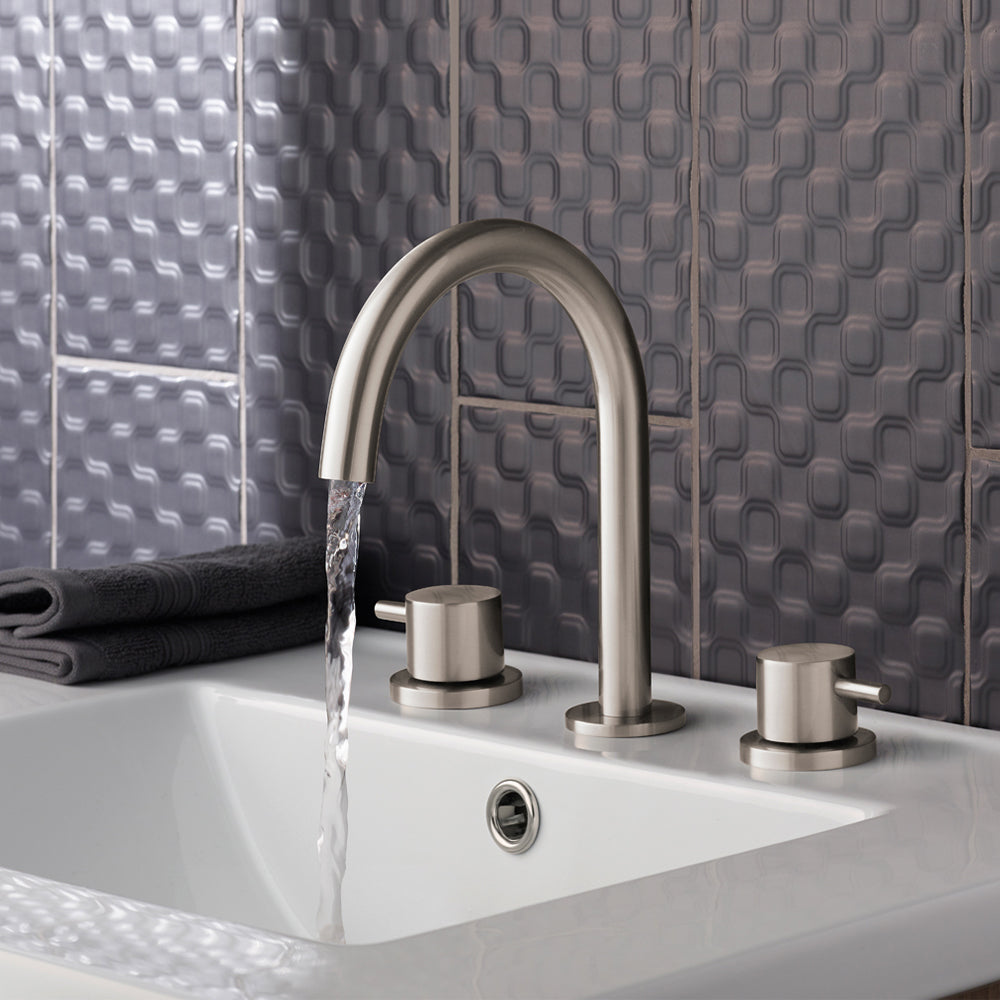 Brushed stainless steel 3 hole basin mixer tap -Tapron