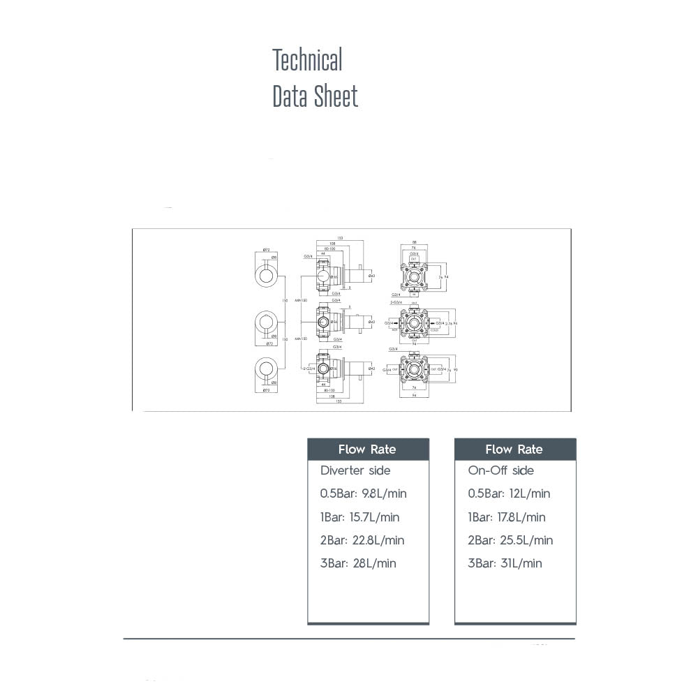 3 outlet shower valve