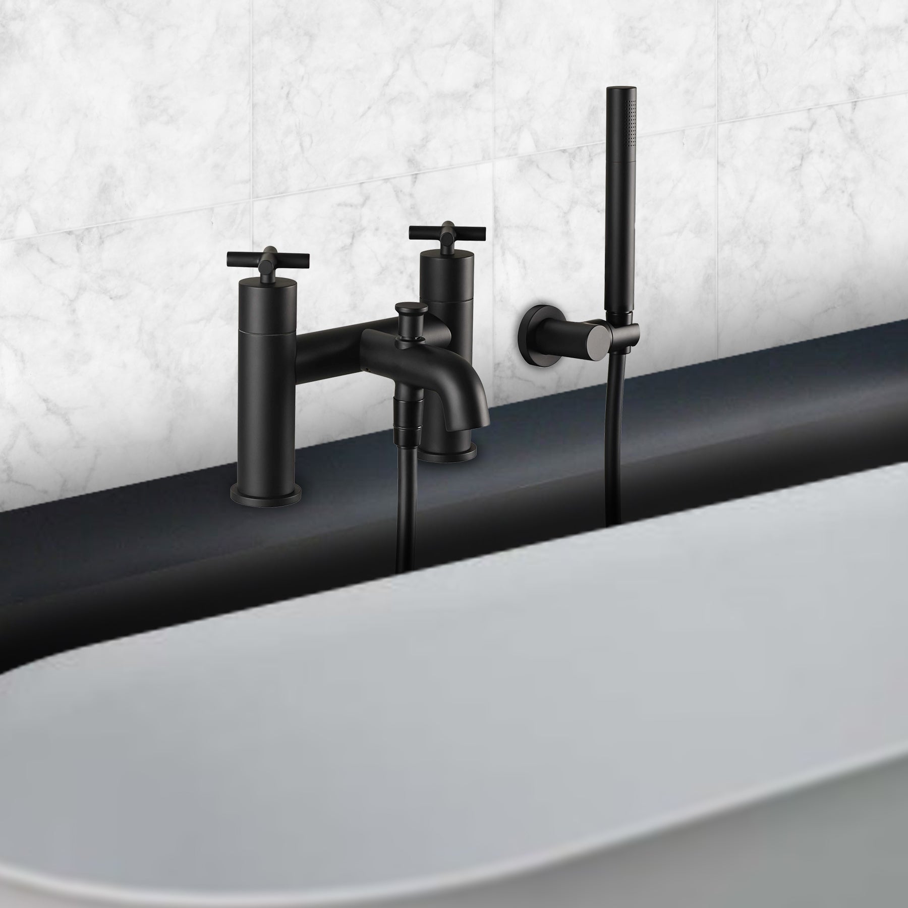 Solex Black Deck Mounted Bath Shower Mixer with Kit, MP 0.5