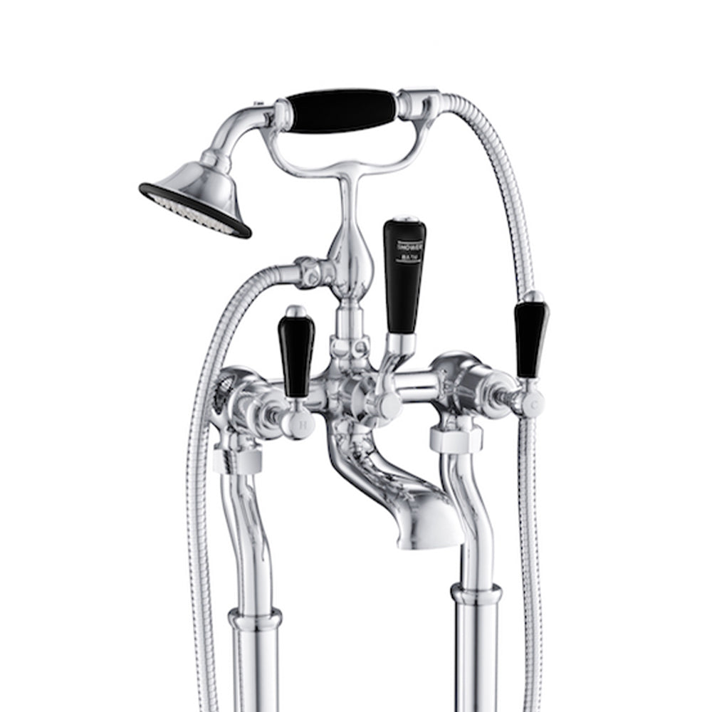 Traditional bath mixer tap with handset