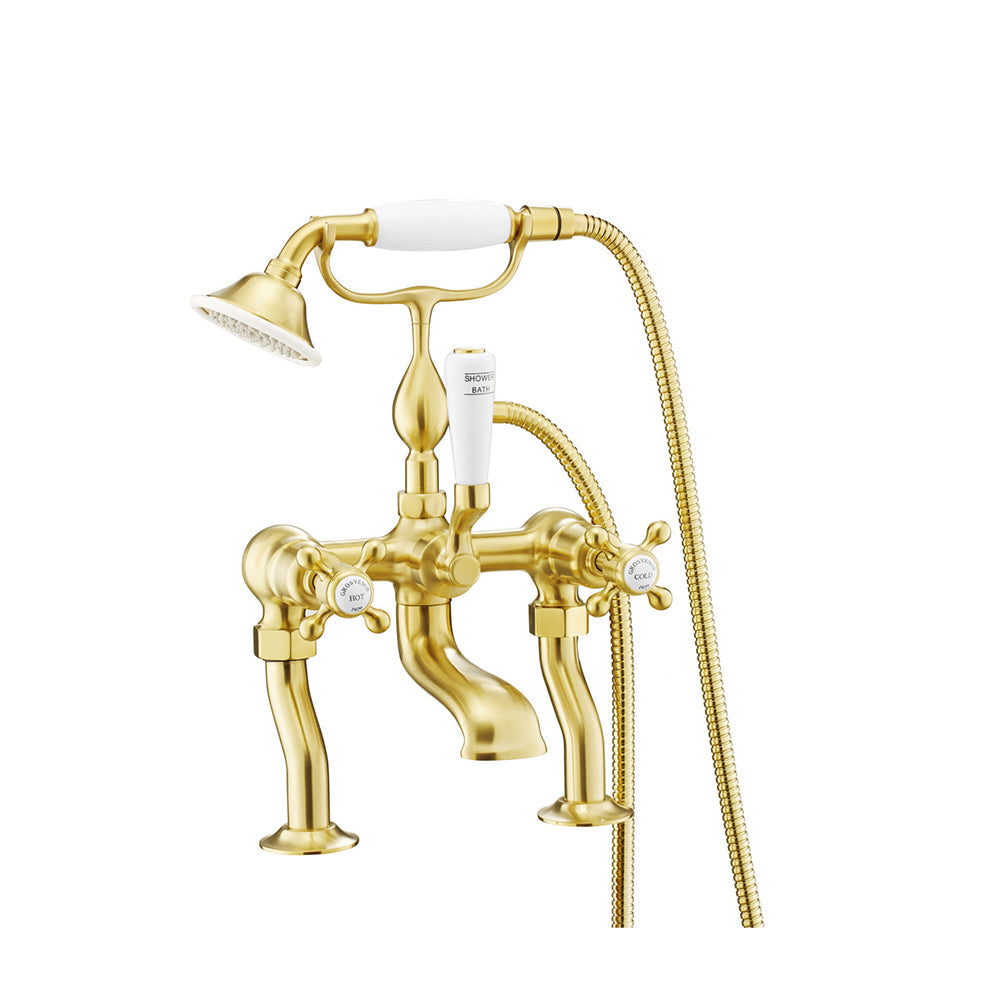 Gold traditional bath shower mixer with kit