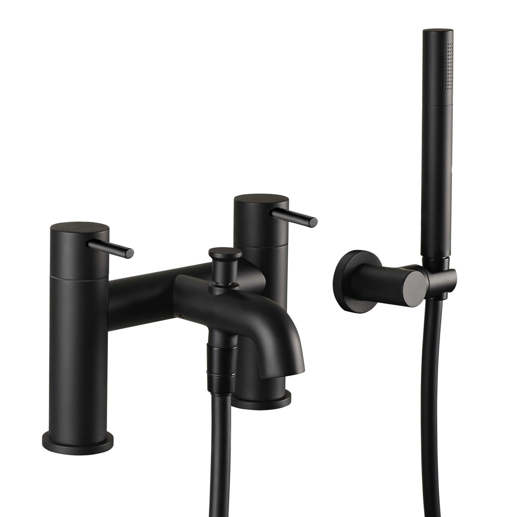 Black bath mixer tap with shower kit