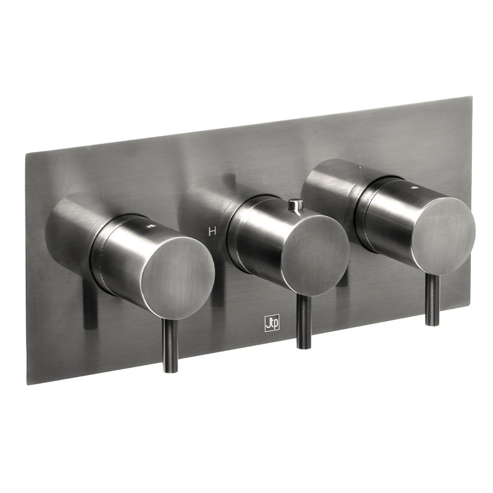3 Outlet Thermostatic Concealed Valve Horizontal Brushed Black