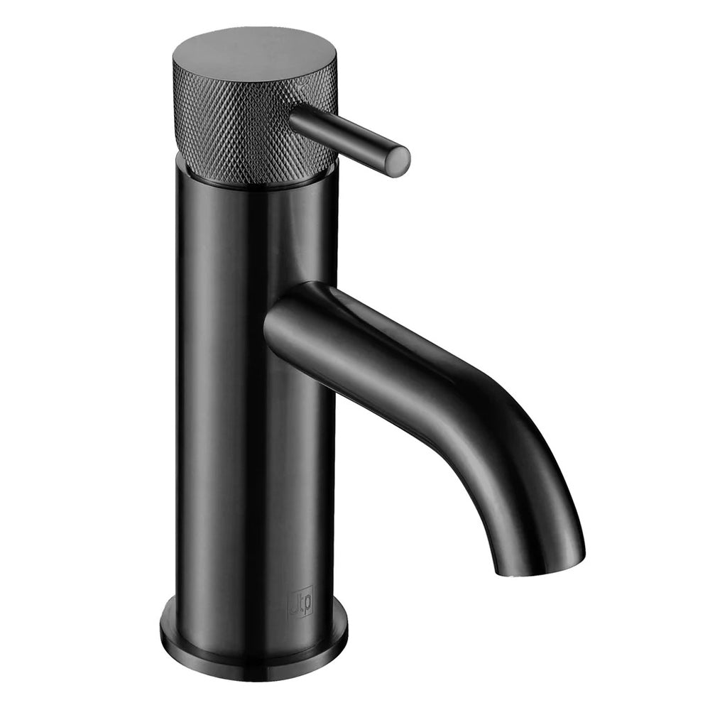 VOS black basin mixer tap with designer handle