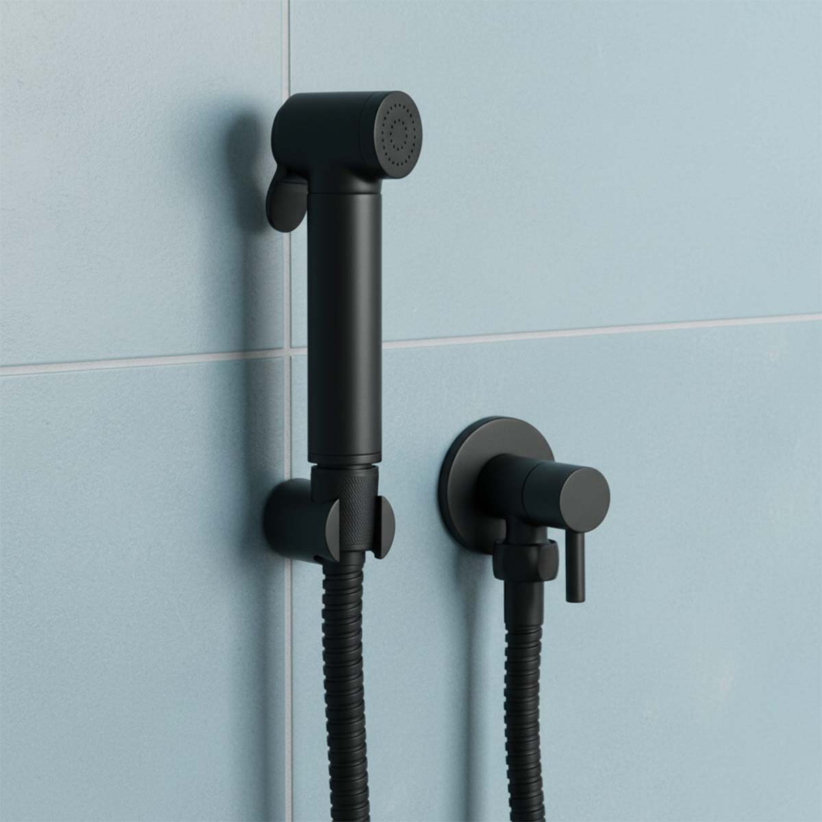 Black Round Douche Shower Spray Kit With Shut-Off Valve - Ireland