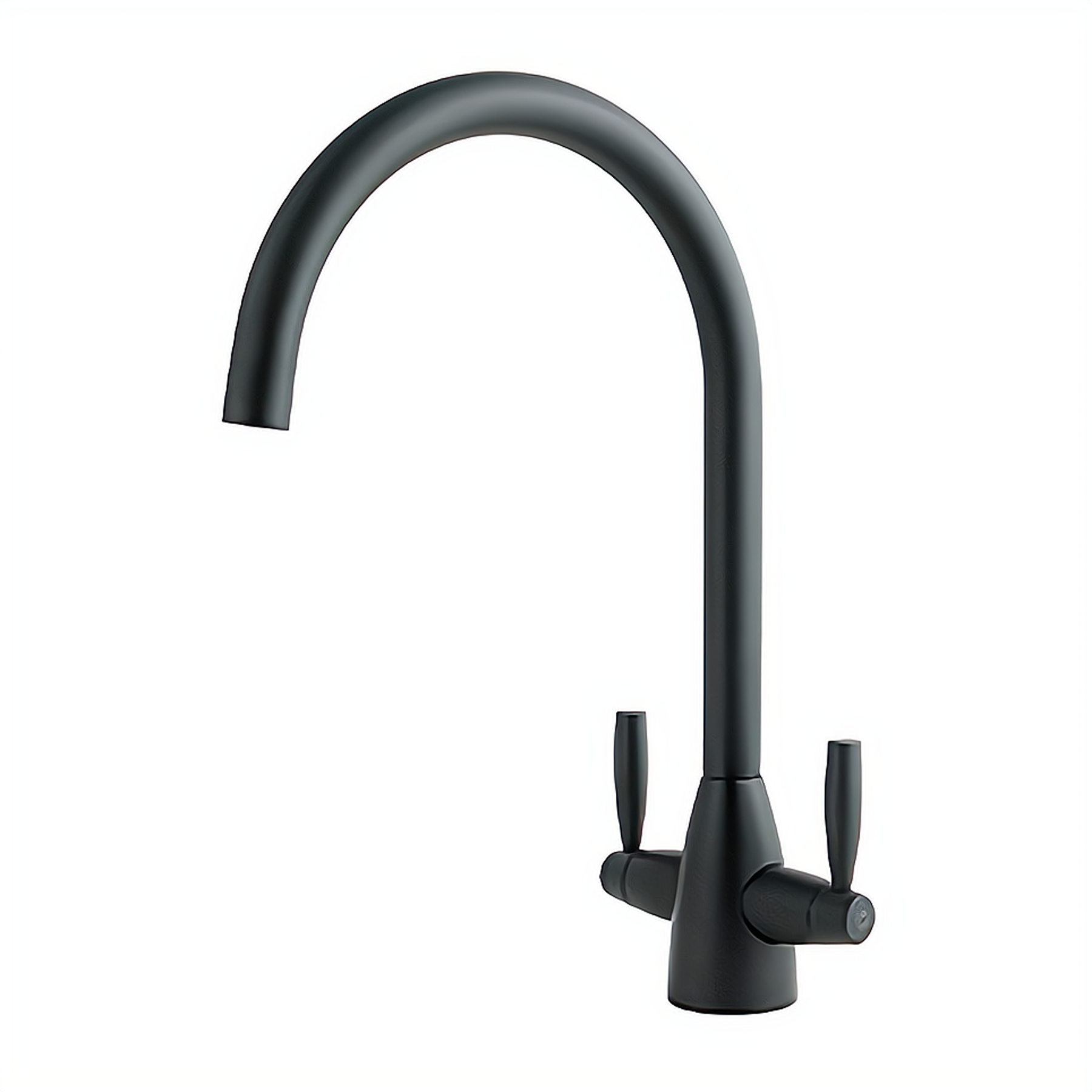 Matt black twin lever kitchen mixer tap