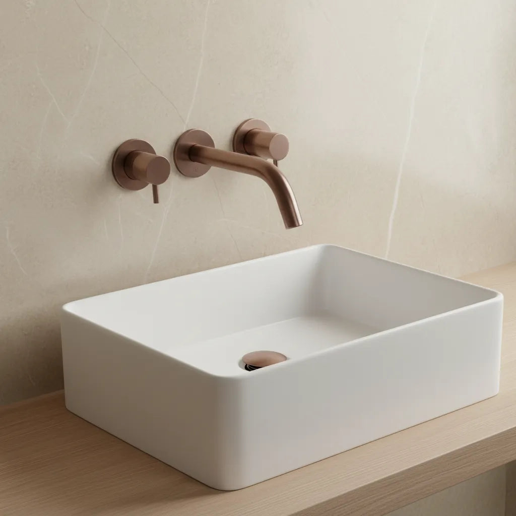3 Hole Wall Mounted Bathroom Sink Mixer Tap