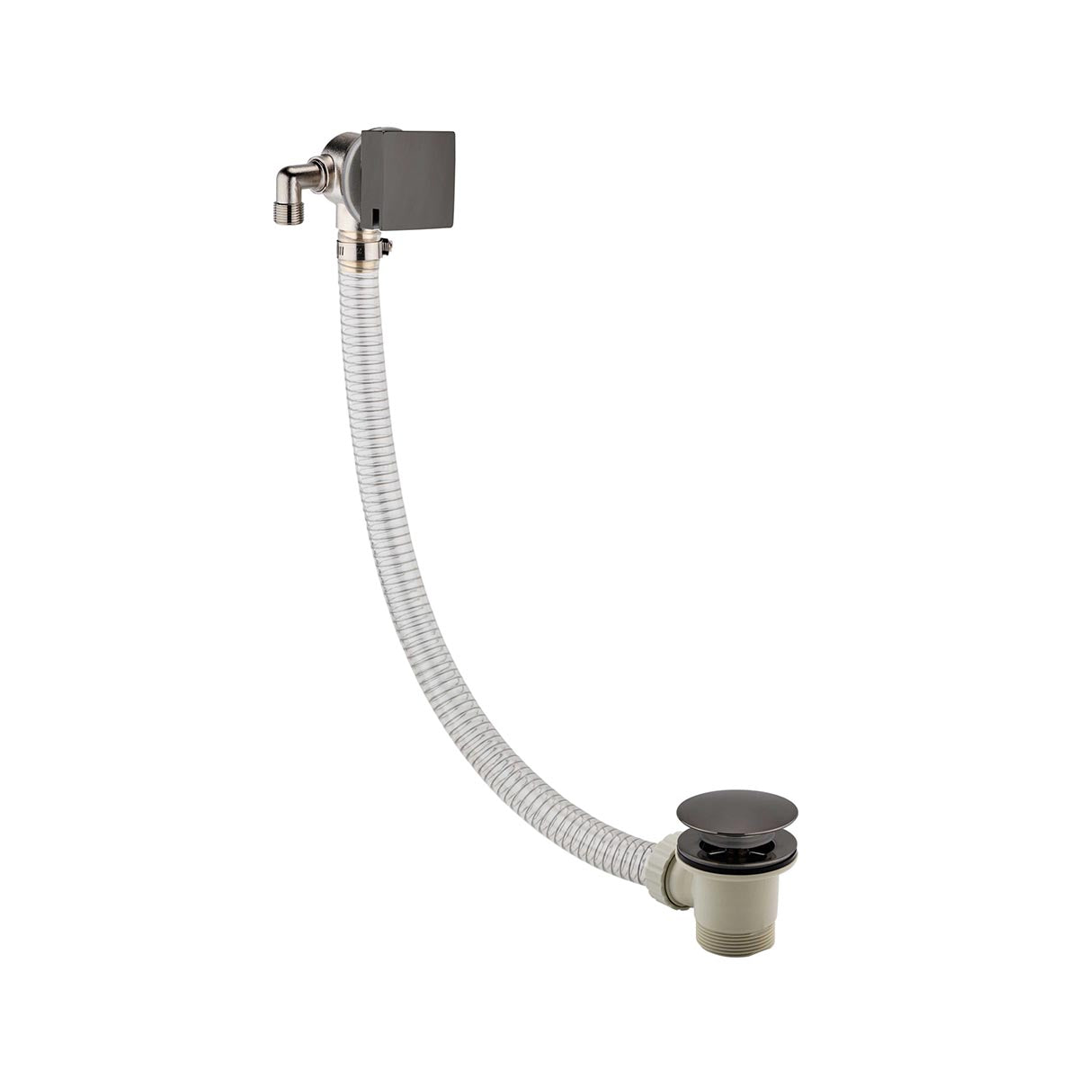 Brushed Black Square Exofil Click Clack Bath Waste with Overflow Filler