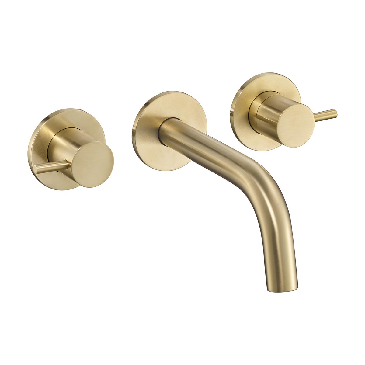 Brushed Brass Wall Mounted 3-Hole Basin Mixer