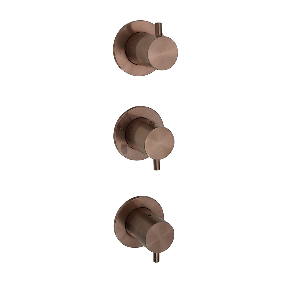 Brushed bronze thermostatic concealed shower valve