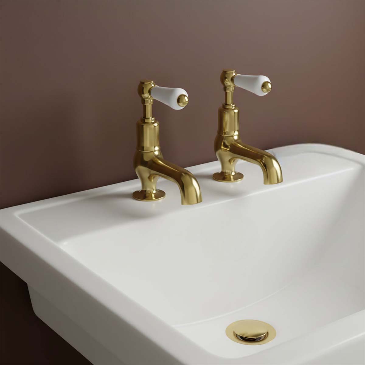 Brushed brass cloakroom pillar tap
