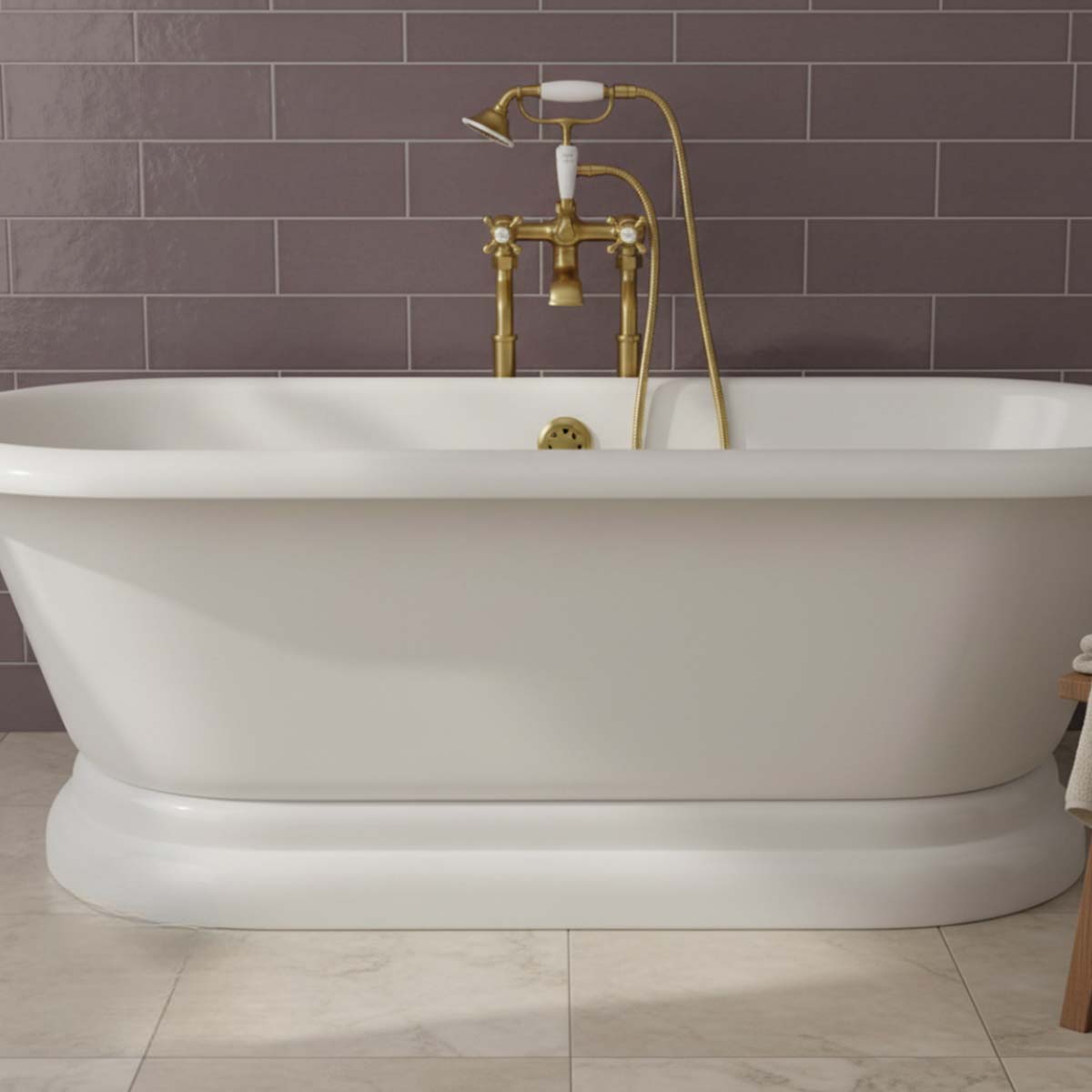 Brushed brass freestanding bath shower mixer tap - Ireland