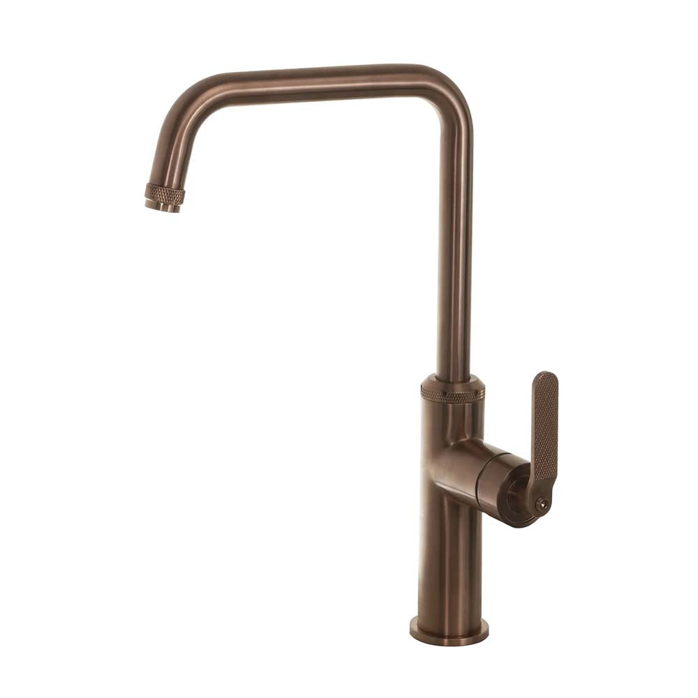 Brushed bronze single lever kitchen tap