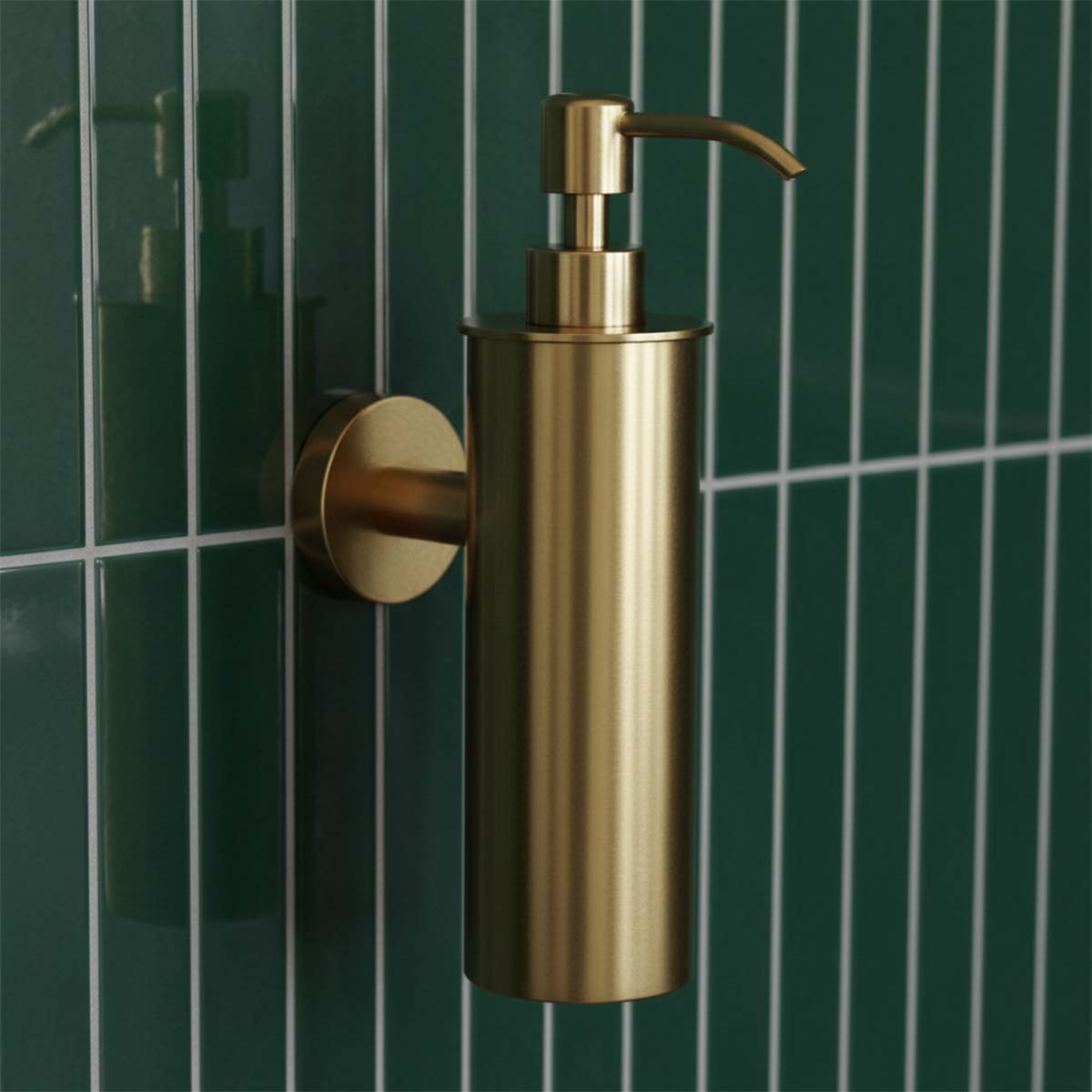 Brushed gold wall mounted soap dispenser
