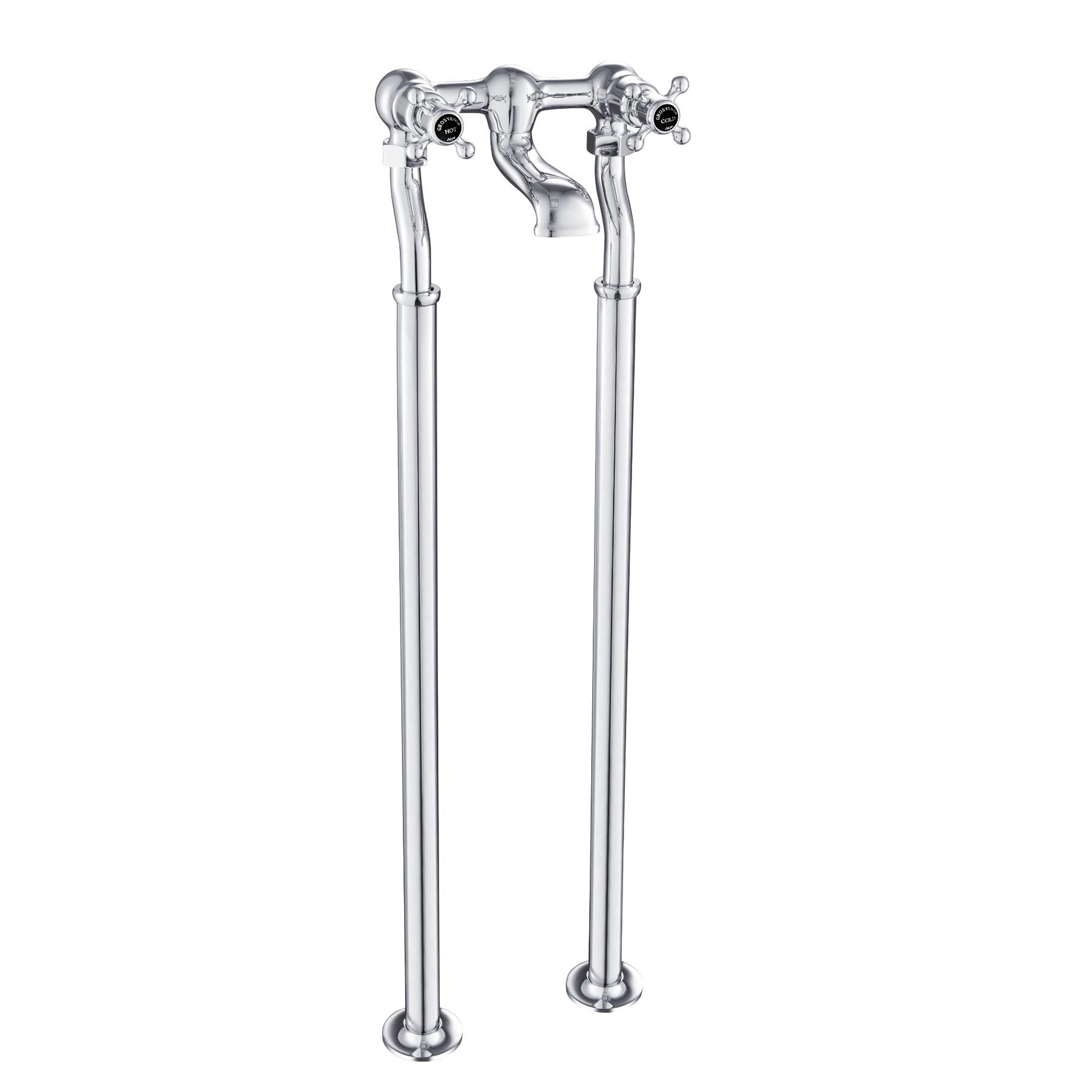 Black crosshead floorstanding bath filler tap