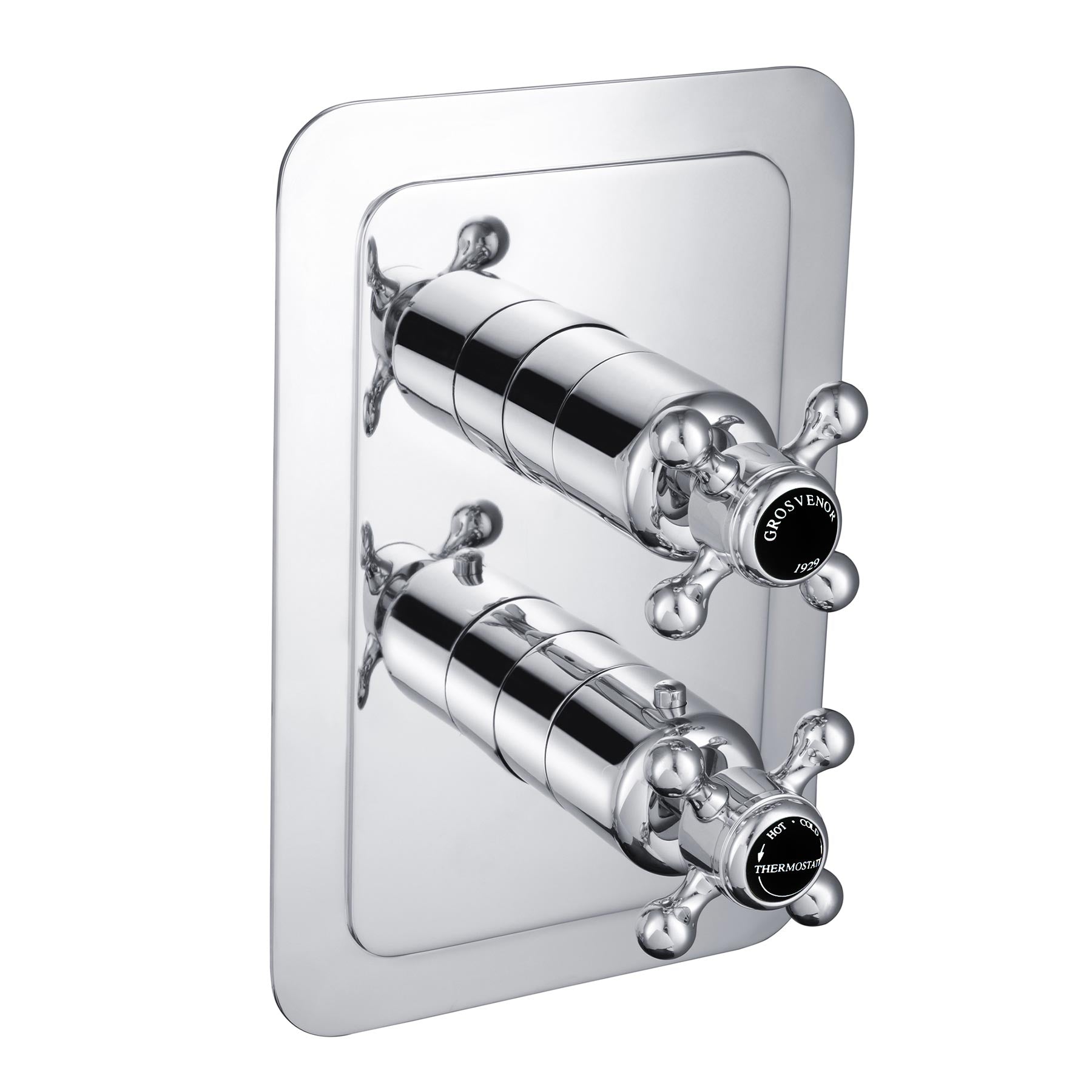 Chester Black Crosshead 1 Outlet Concealed Thermostatic Shower Valve - Vertical.