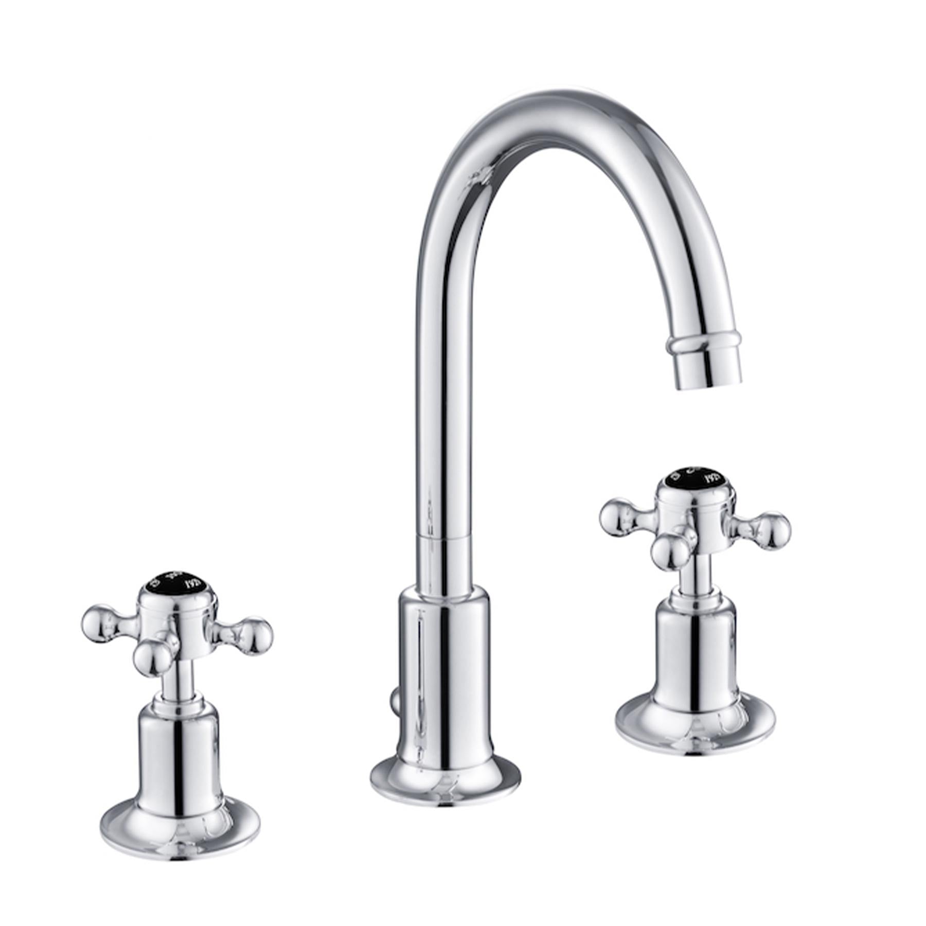 Chrome swan neck spout with dual crosshead handle