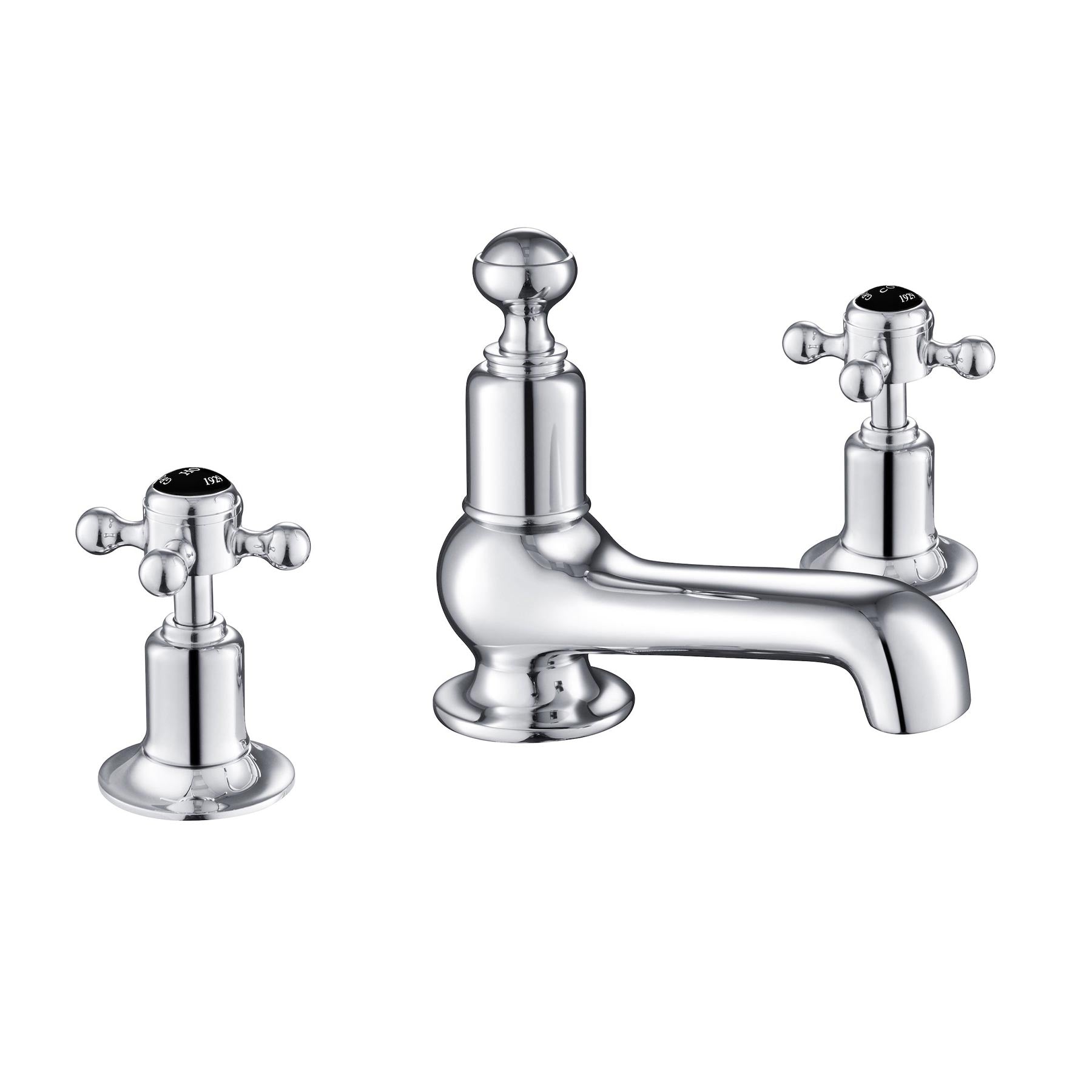 Chester Black Crosshead handle 3 Hole Long Nose Basin Mixer