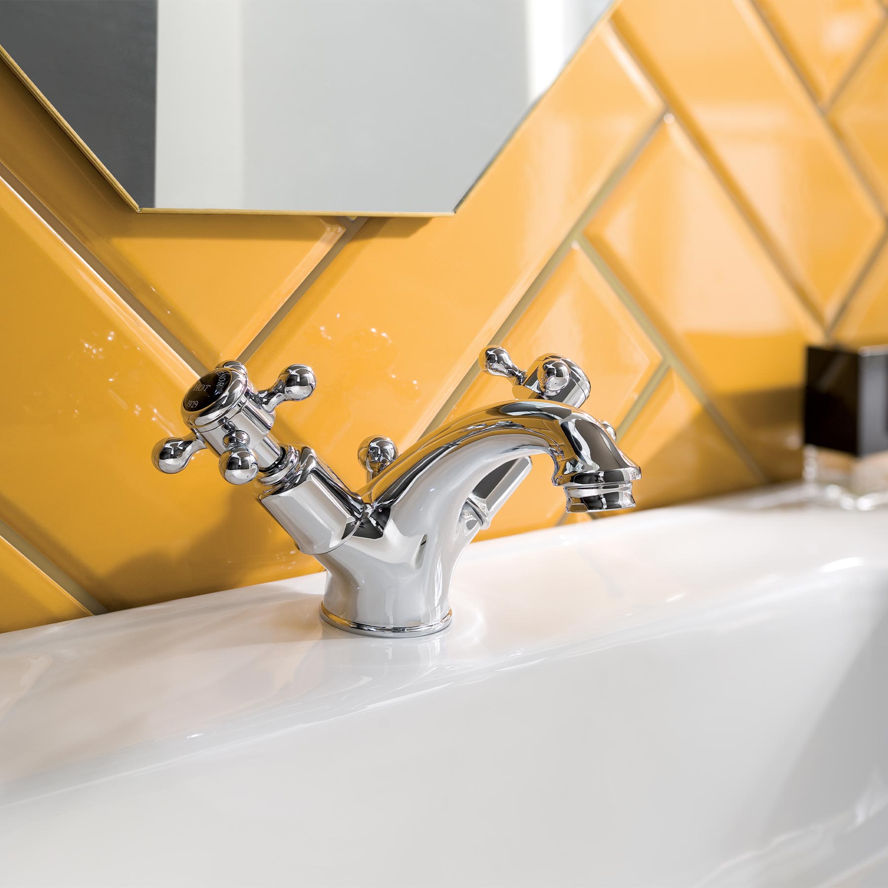 Chrome Victorian- Style Basin Mixer with Pop-up Waste