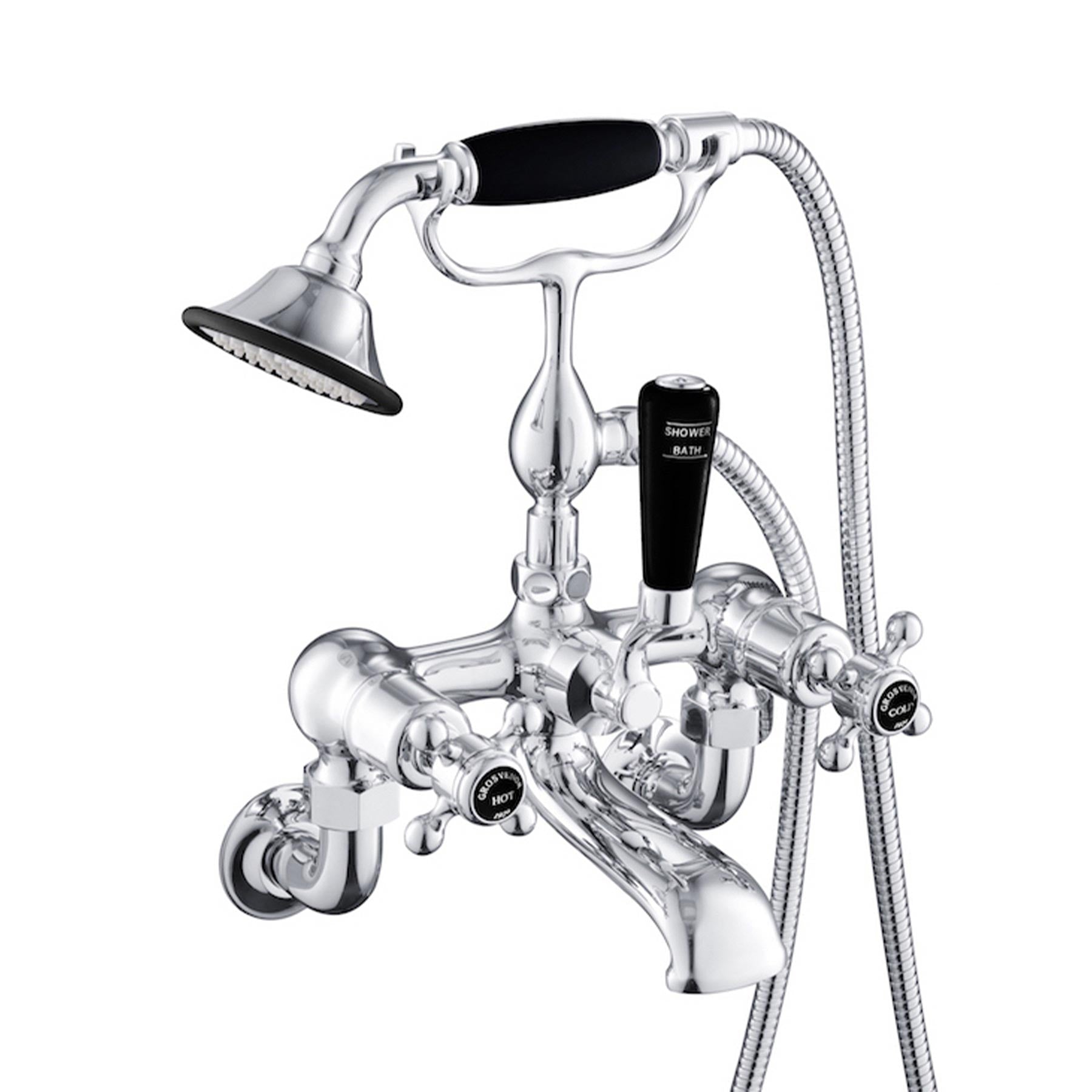 Black crosshead shower mixer wall mounted with kit