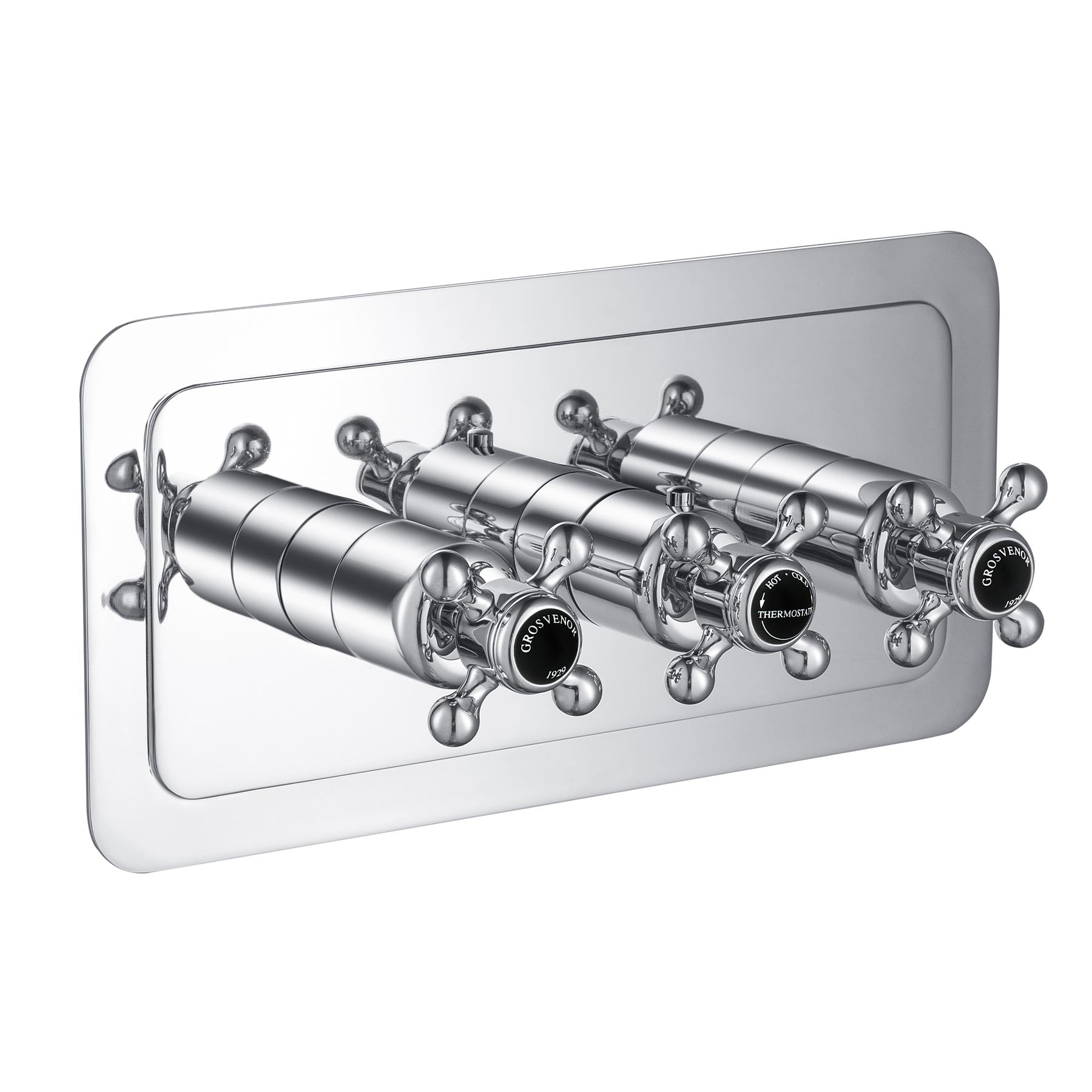 Chester Black Crosshead Thermostatic Conceal 2 Outlet Shower Valve Horizontal.