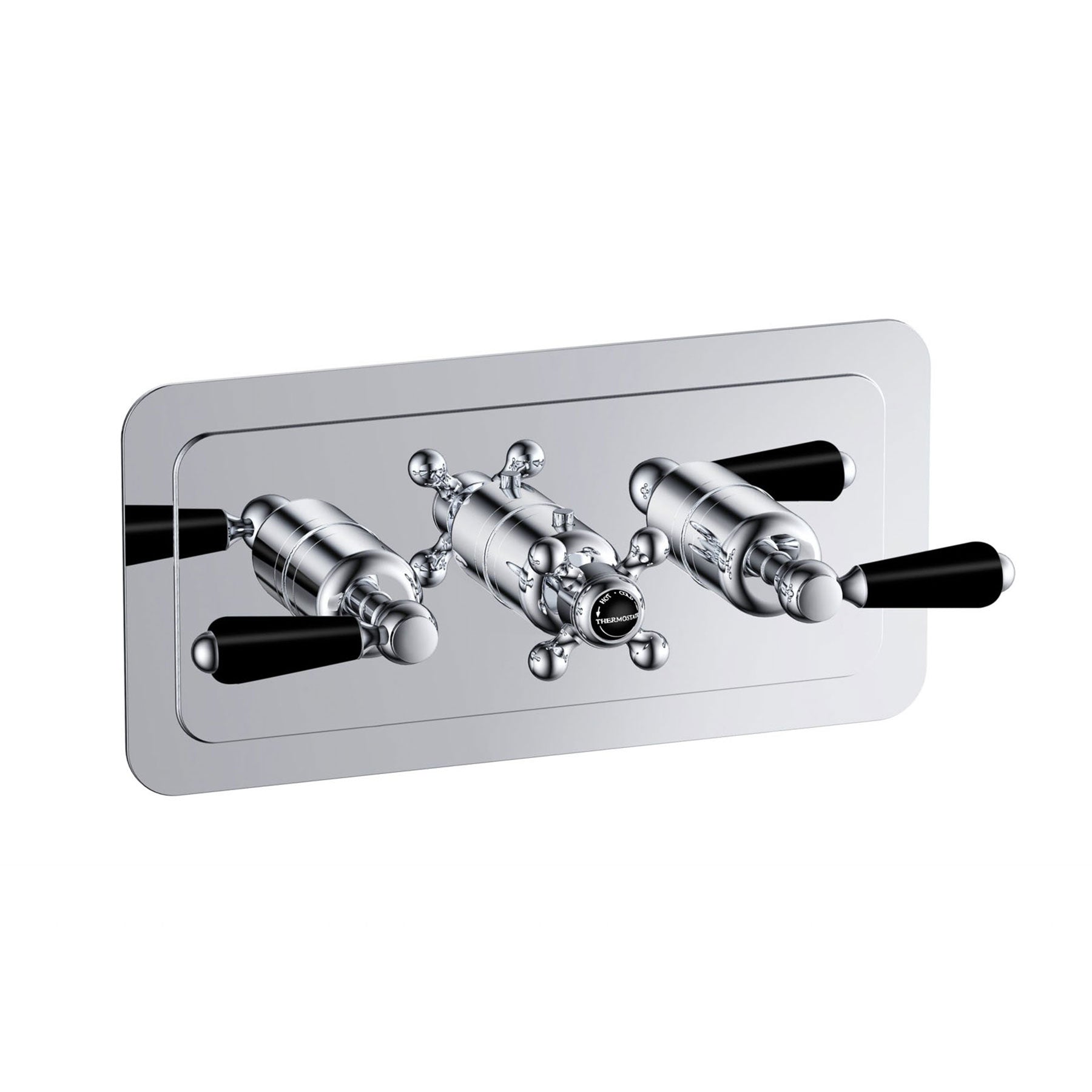 Black Lever Thermostatic Conceal 2 Outlet Shower Valve Horizontal