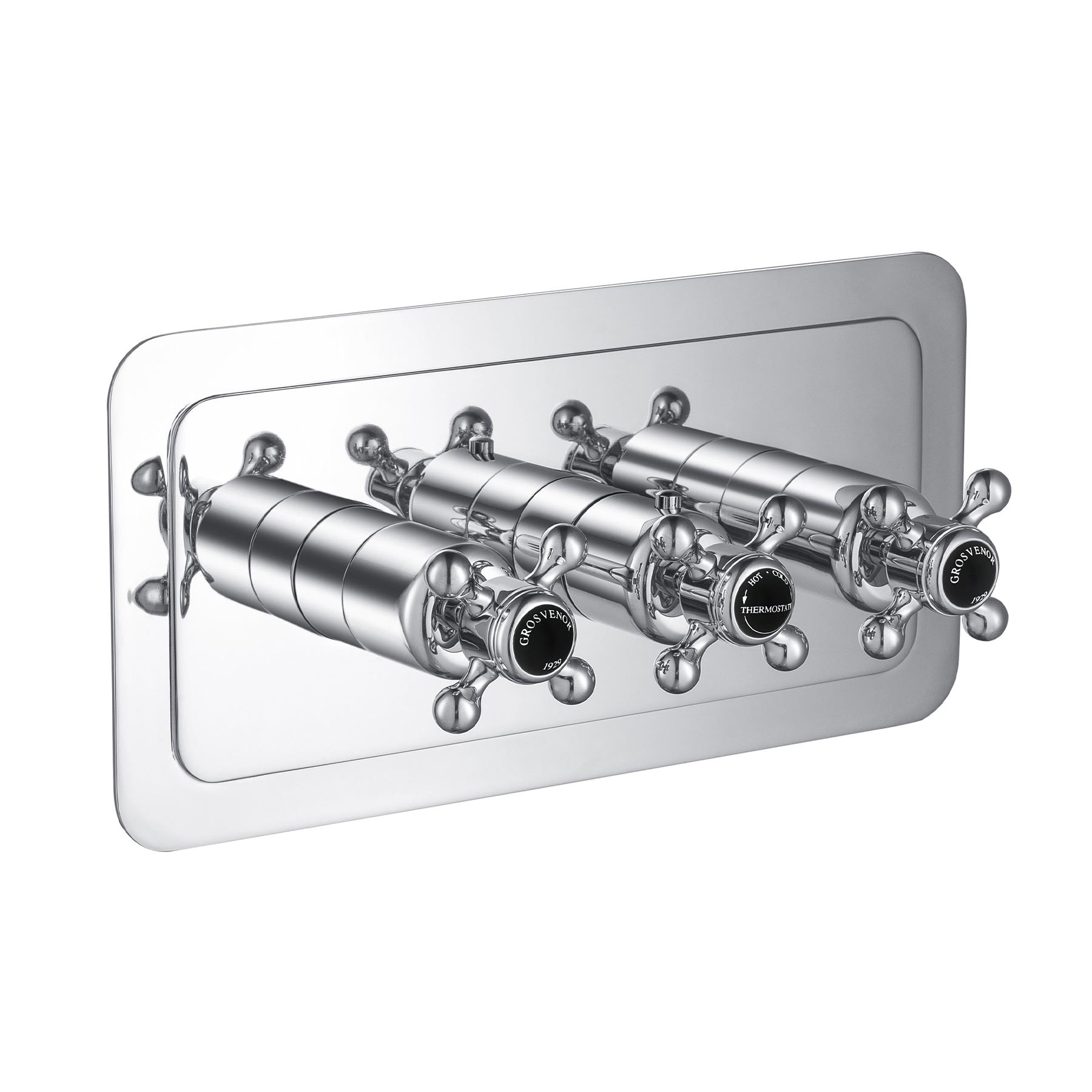 Chester Crosshead Black 3 Outlet Concealed Thermostatic Shower Valve - Horizontal