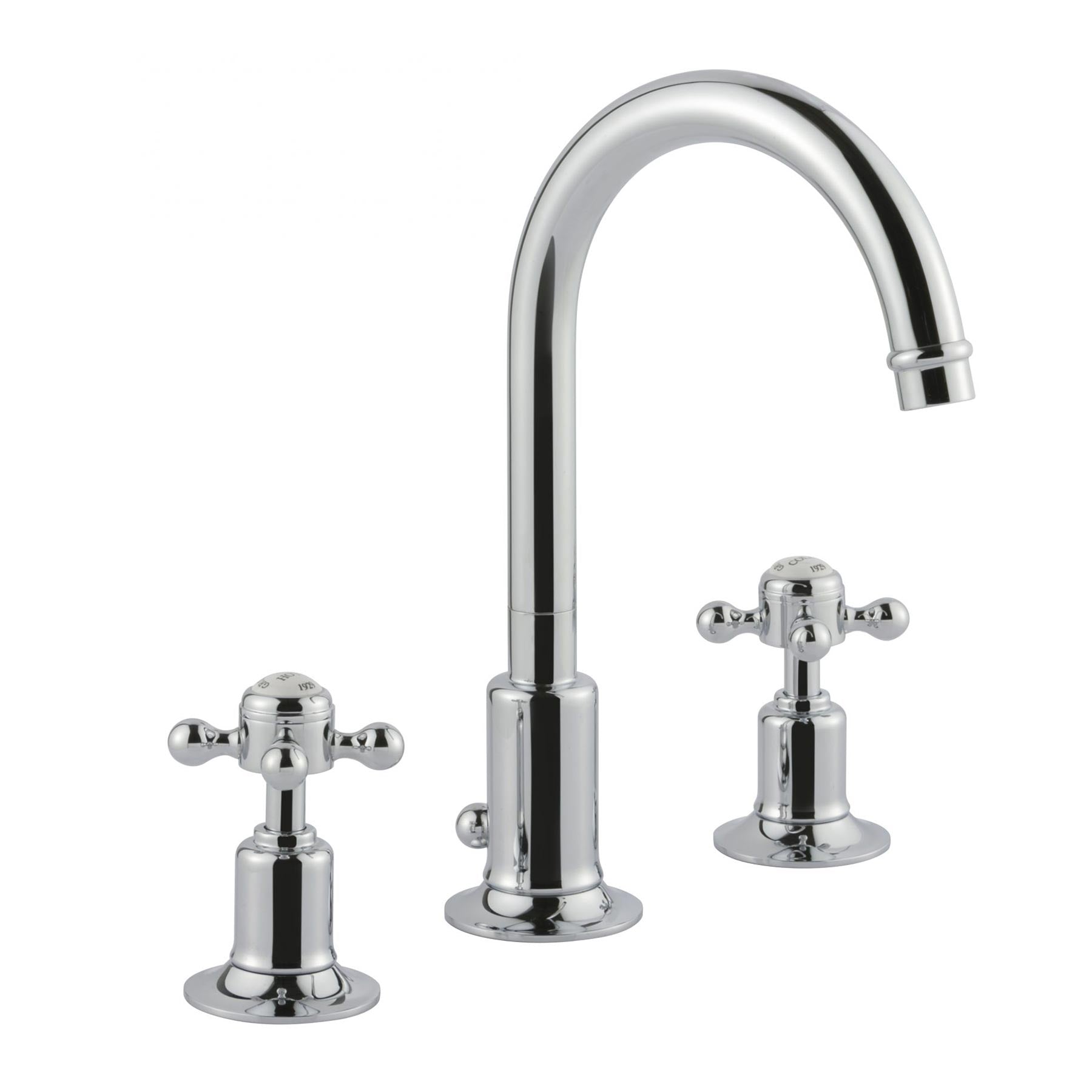 Deck-mounted basin tap with dual crosshead handle