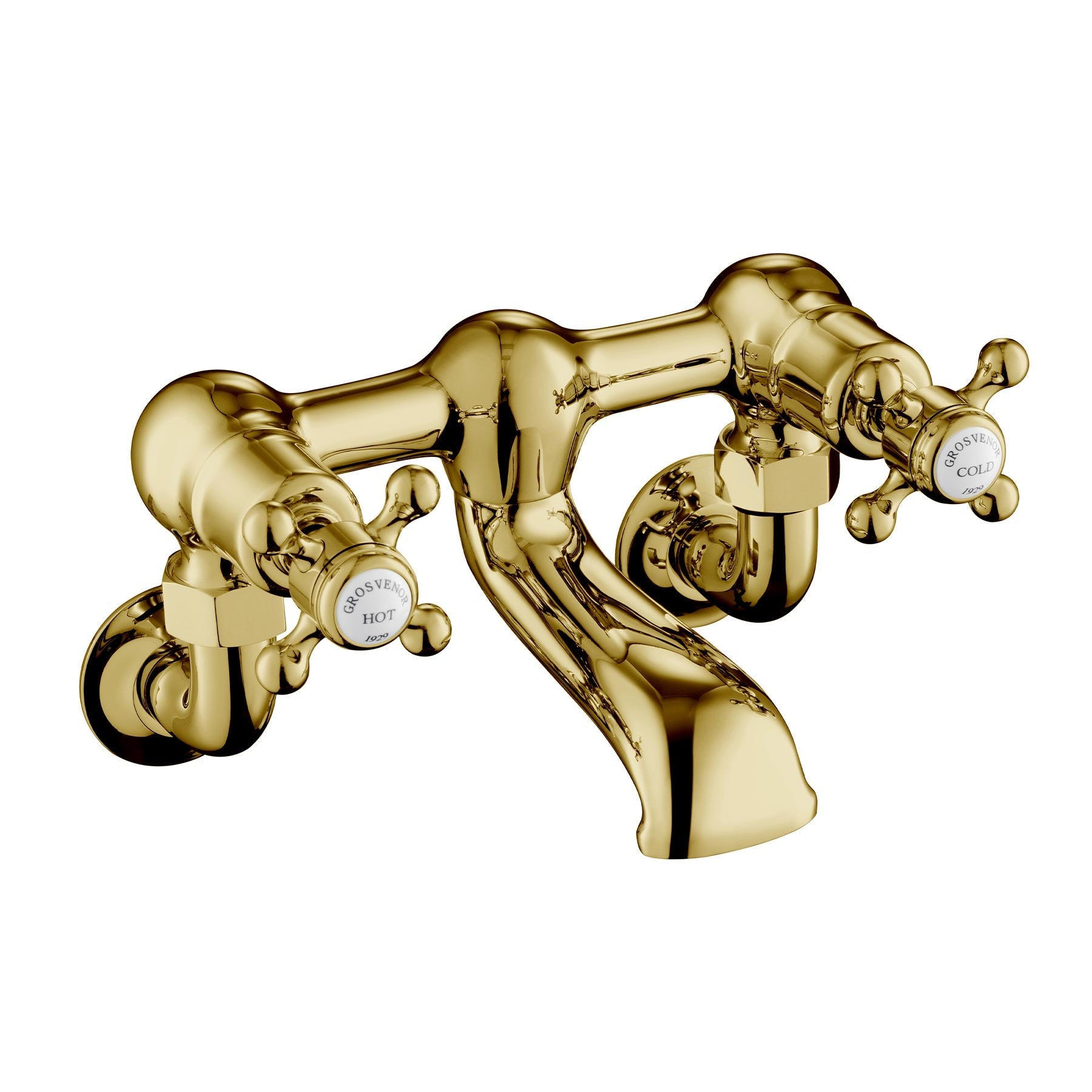 Gold bath filler wall mounted tap