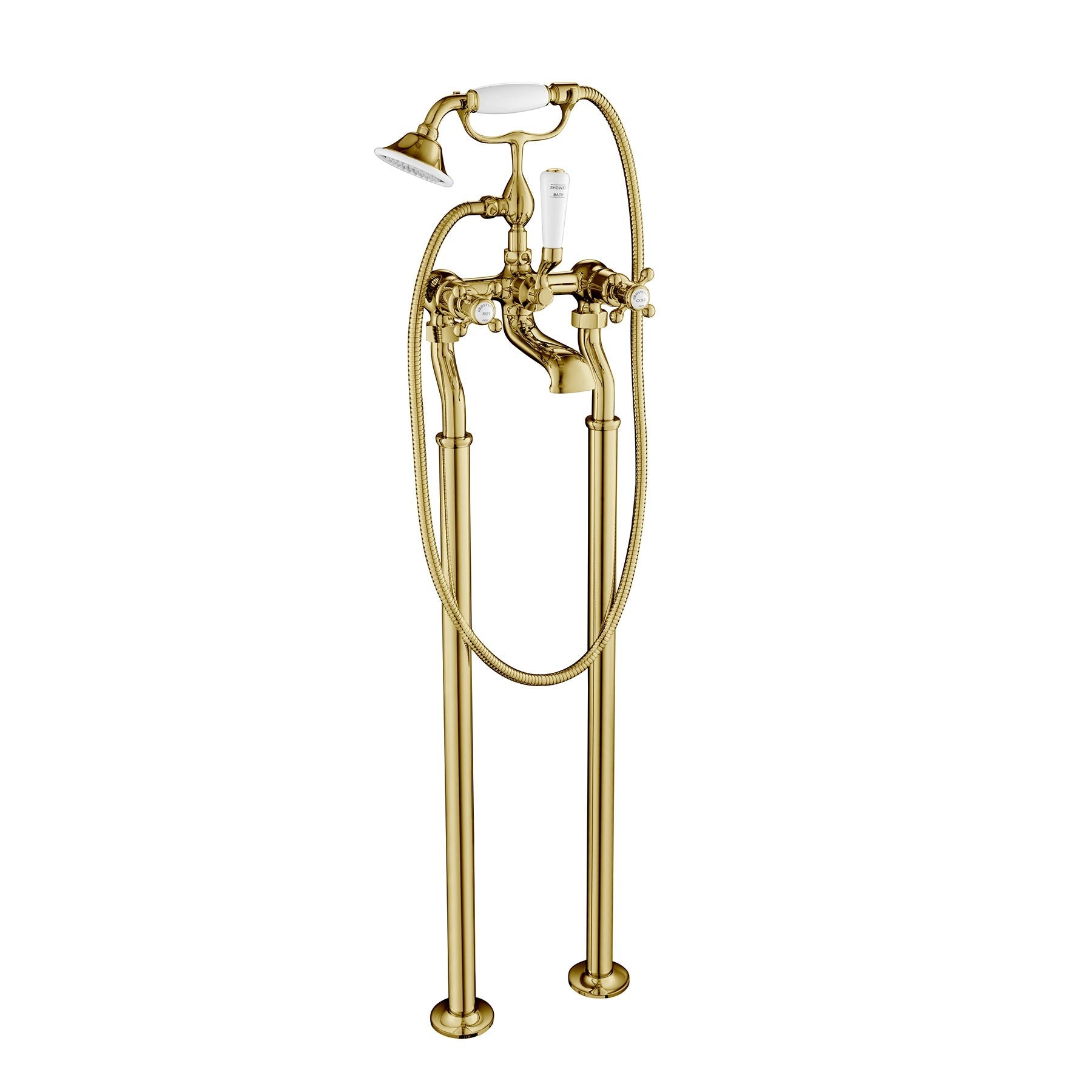 Chester gold cross freestanding bath shower mixer with kit