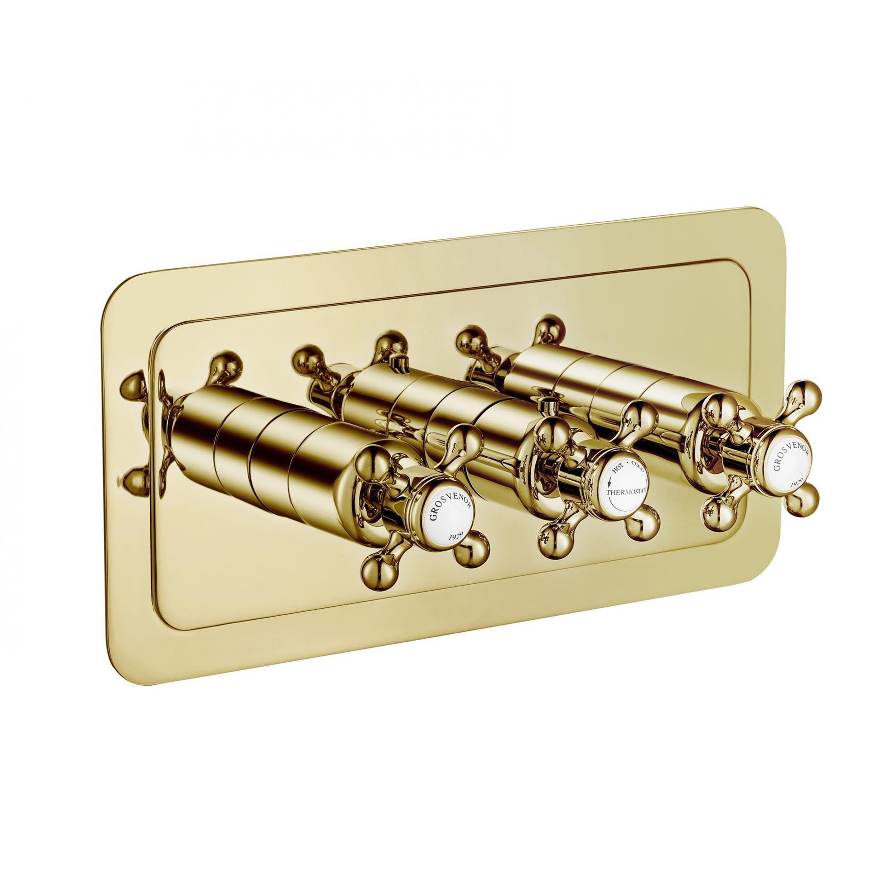 Chester Gold Cross Thermostatic Concealed 3 Outlet Shower Valve