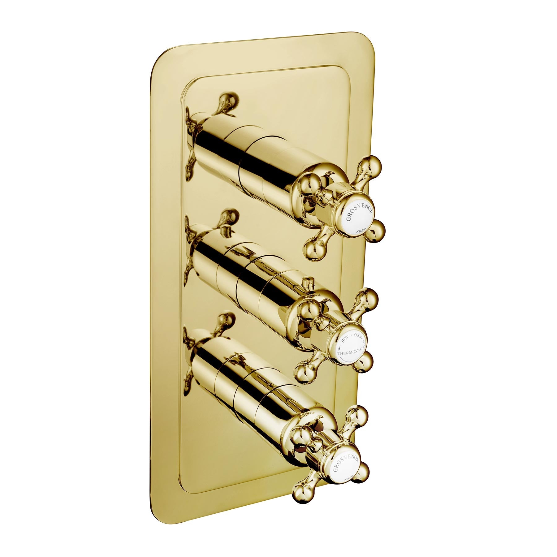 Gold cross thermostatic concealed 3-outlet shower valve
