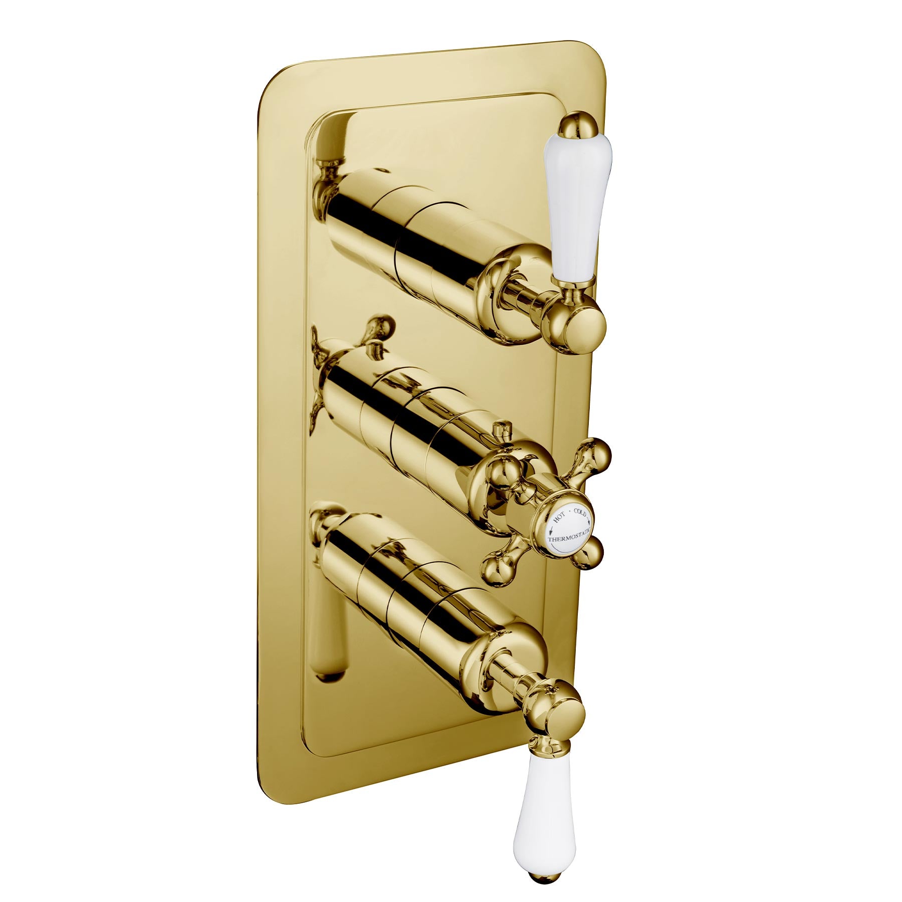 Gold lever thermostatic concealed 3 outlet shower valve