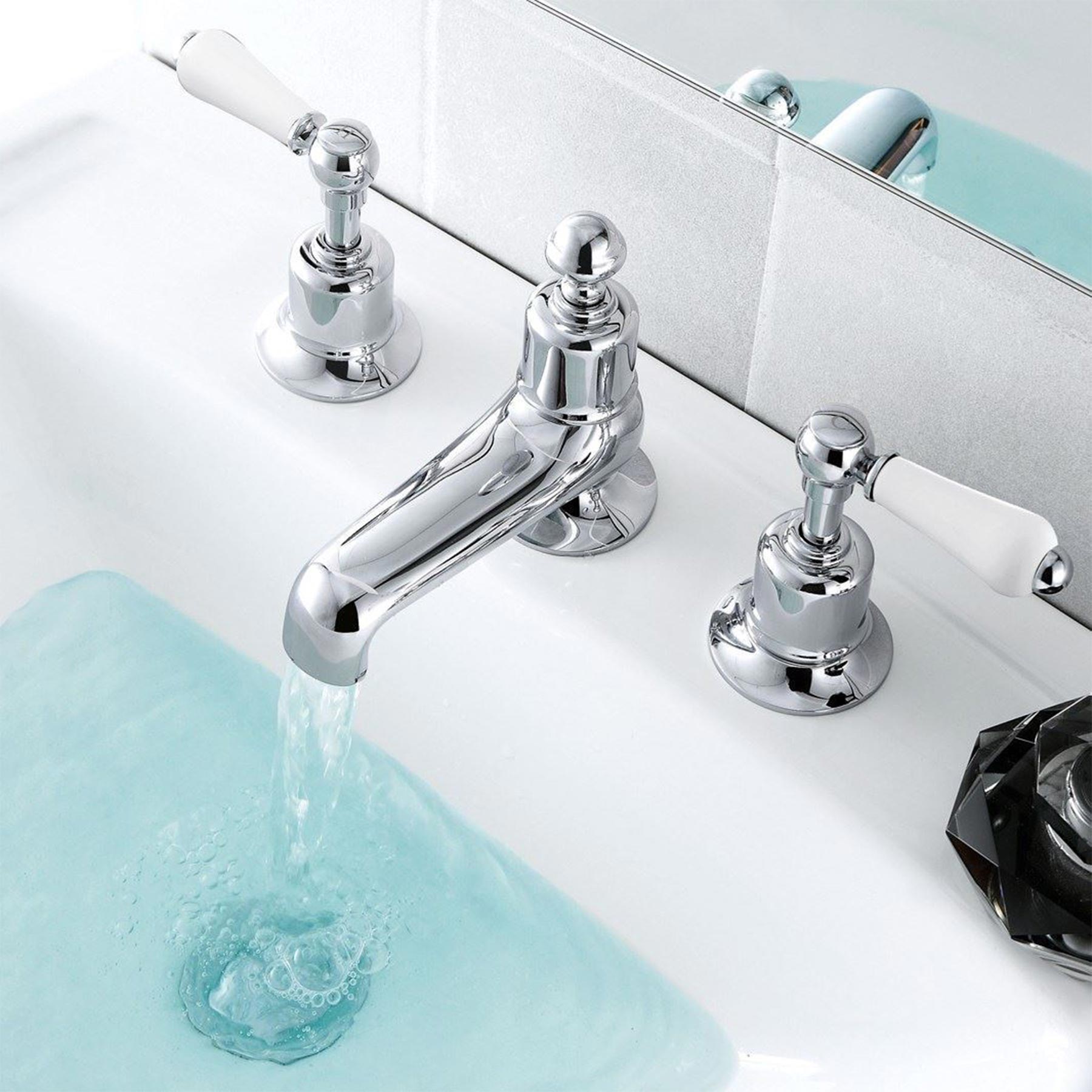 Chester Lever 3 Hole Long Nose Basin Mixer - Chrome