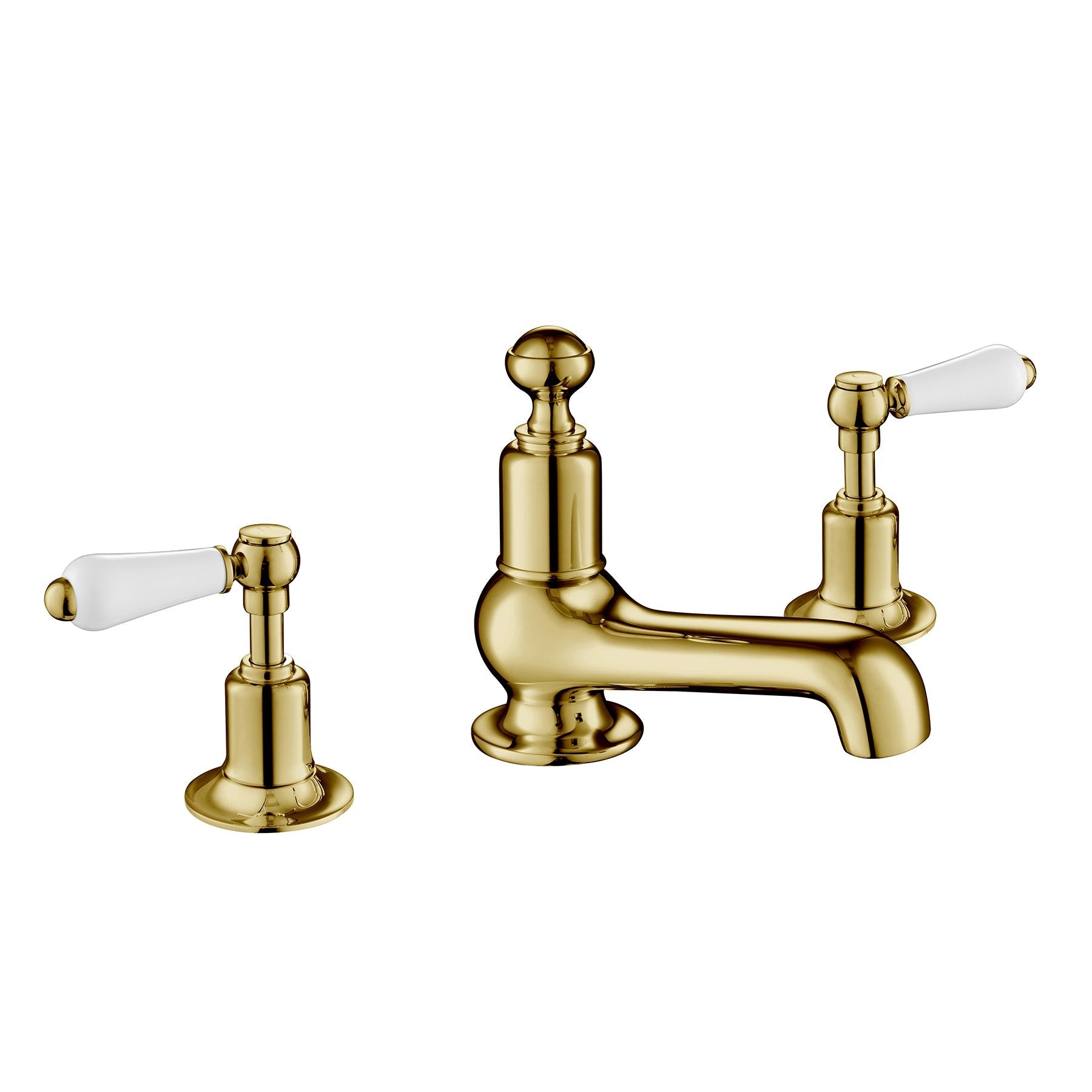 Gold 3 Hole Deck Mounted Basin Mixer Tap