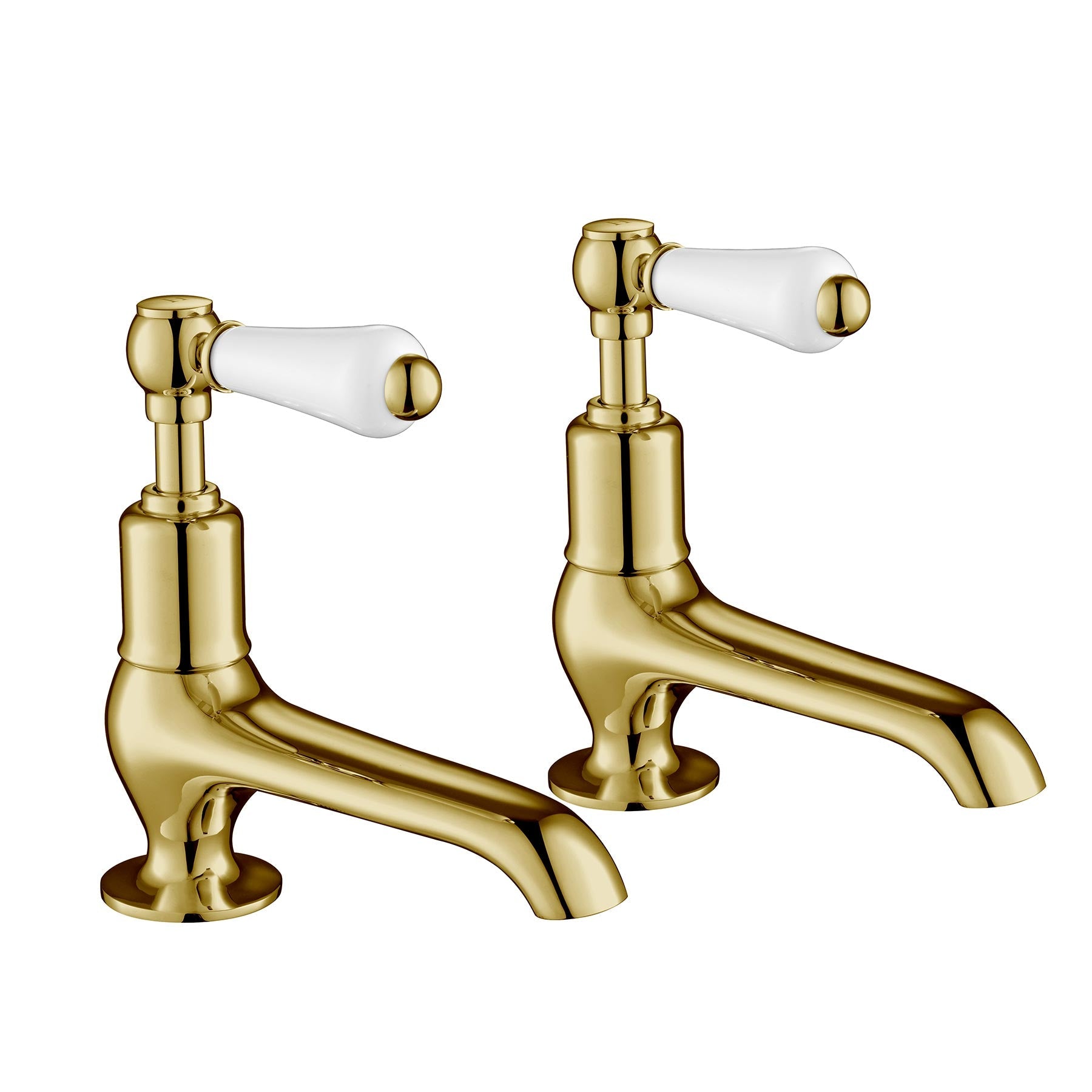 Polished gold sink pillar tap set of 2