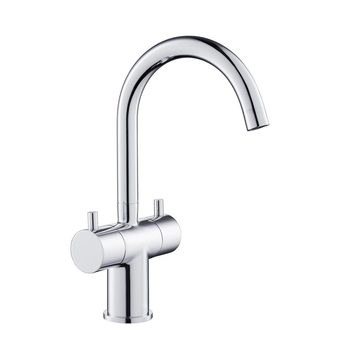 Chrome Basin Mixer with Side Lever and Swivel Spout