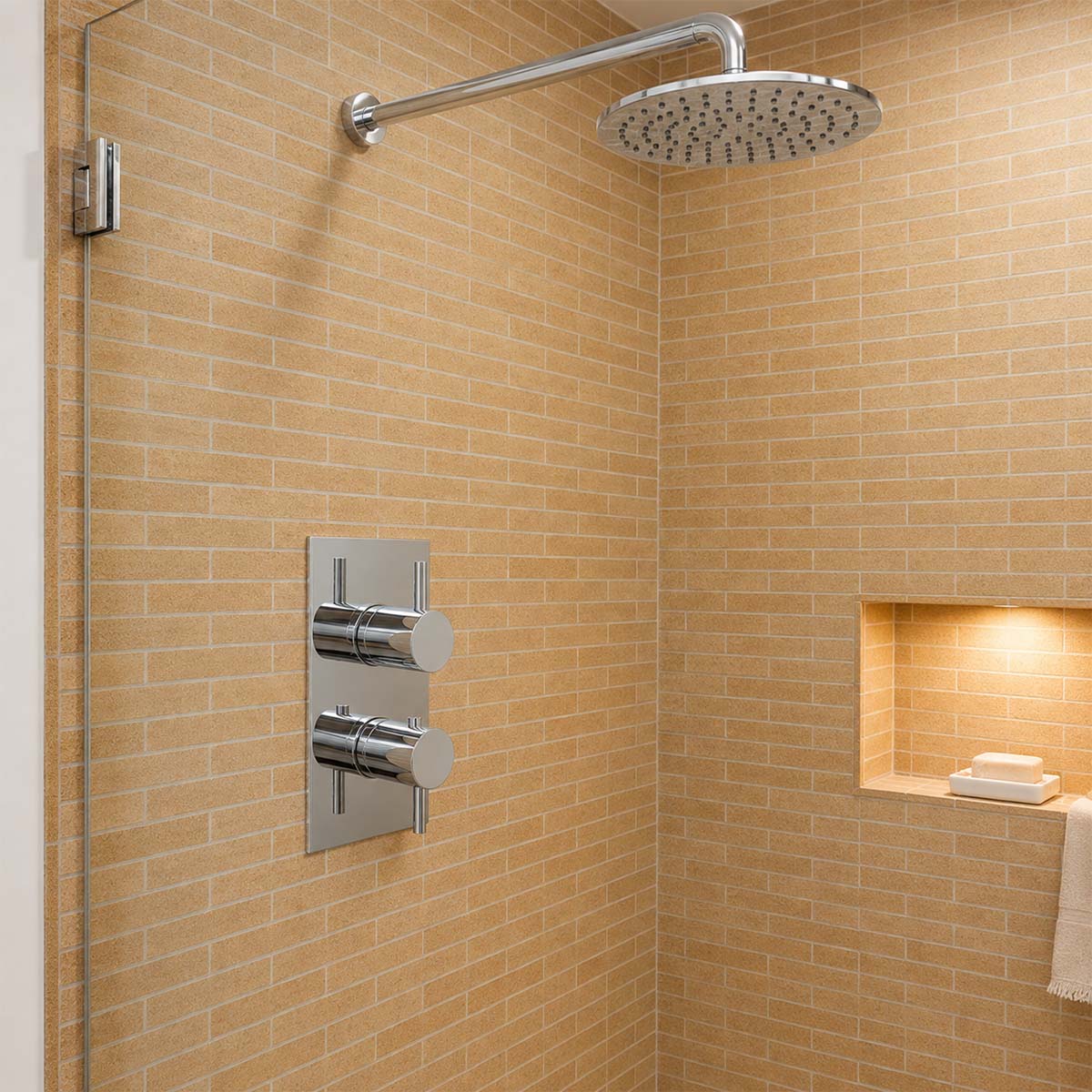 Chrome Concealed 1 Outlet Shower Valve with Overhead Shower