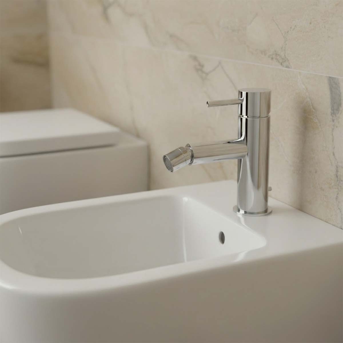 Chrome Single Lever Bidet Tap with Pop up Waste