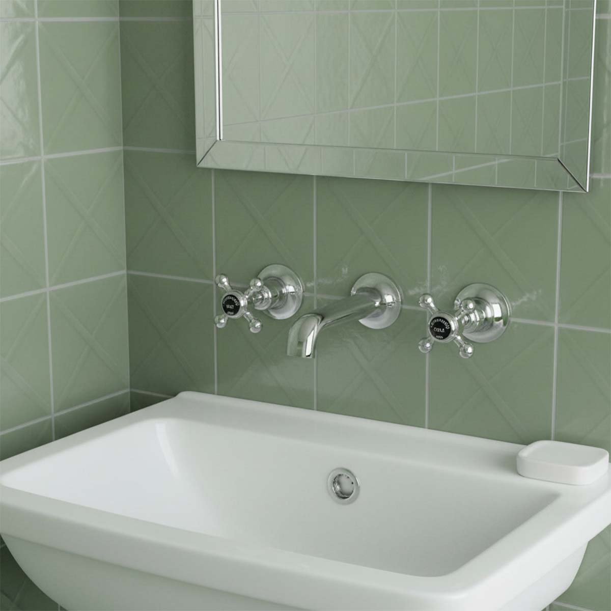 Chrome traditional wall mounted basin tap