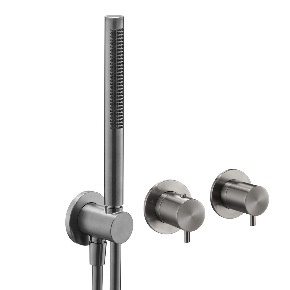 Concealed 2 Outlet Shower Valve with Single Function Handset - Brushed Black