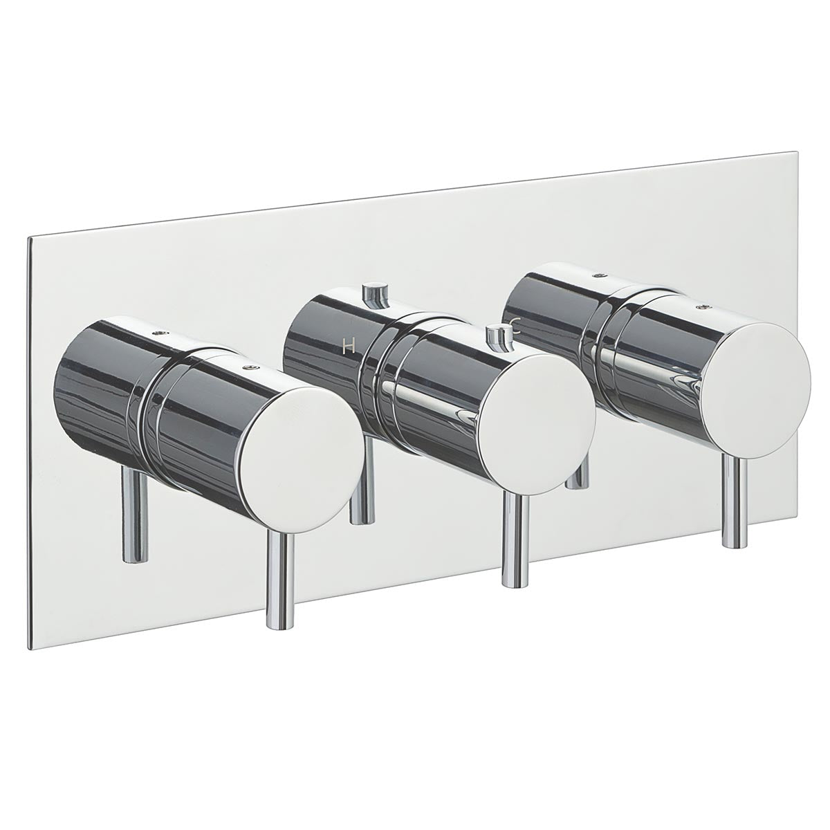 Concealed Thermostatic 2 Outlet 3 Handles Bath and Shower Valve Horizontal - Chrome