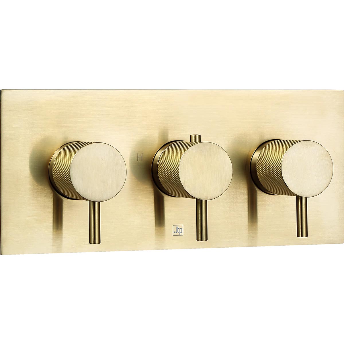 Concealed Thermostatic 2 Outlet 3 Handles Shower Valve - Brushed Brass