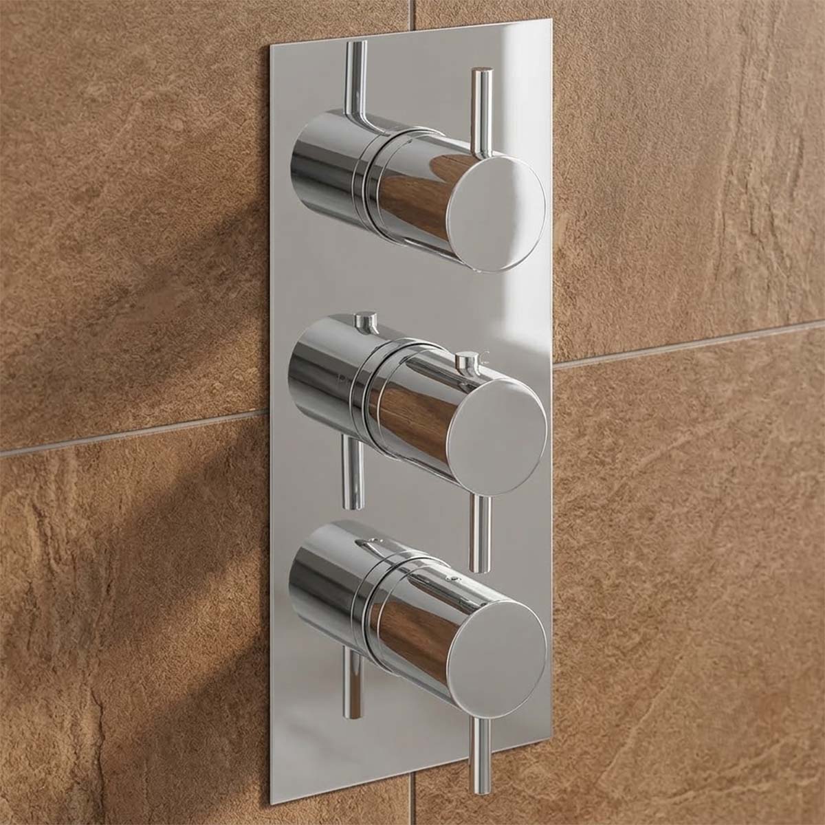 Concealed Thermostatic 3 Outlets with 3 Handles Shower Valve - Chrome