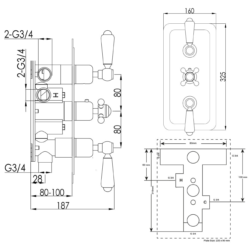 hermostatic Shower Valve, Vertical