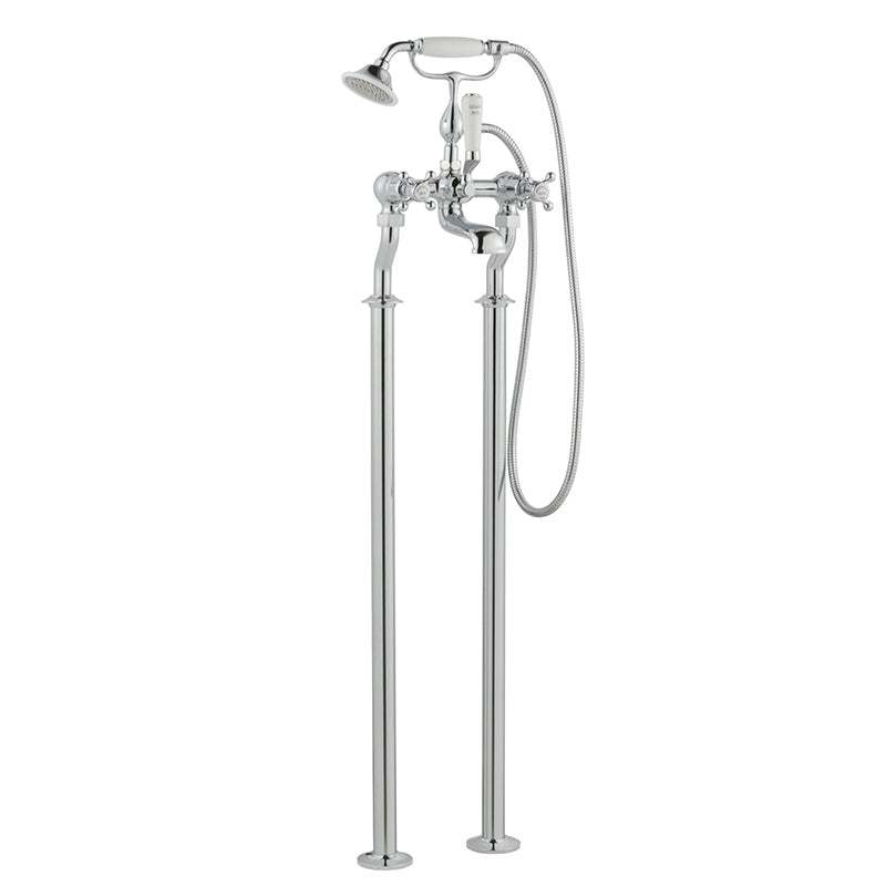 Polished chrome floorstanding bath mixer tap