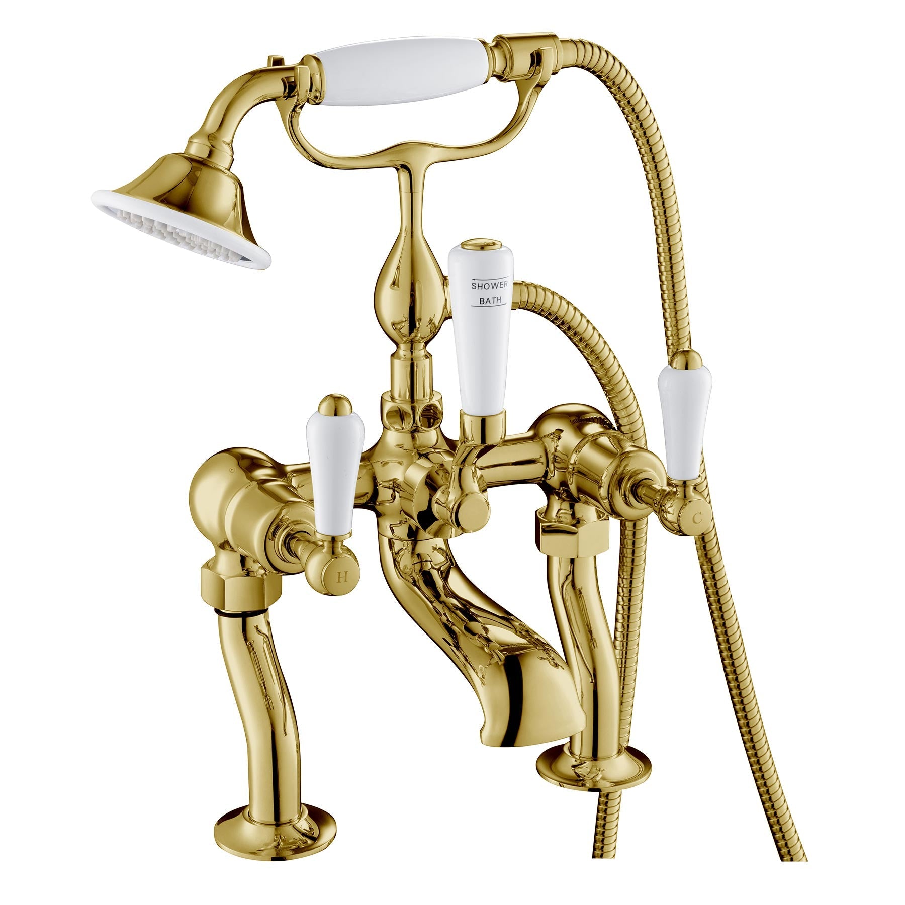 Deck-mounted bath shower mixer with kit