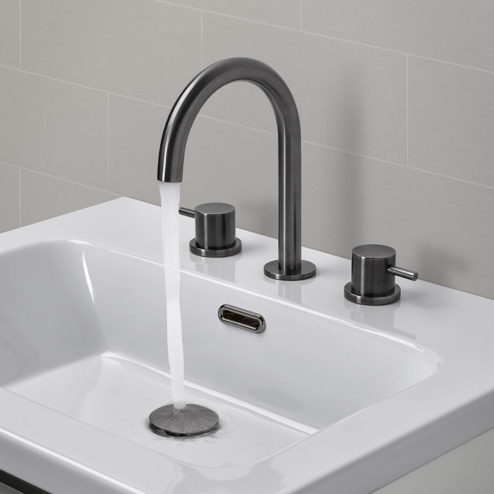 Brushed black 3-hole basin tap
